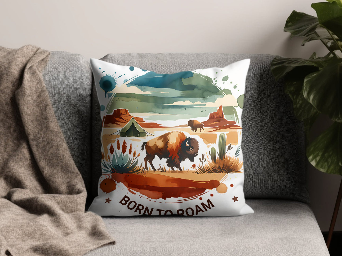 Born to Roam PNG, Watercolor Adventure Brushstroke Design, Vanlife Mountains Tent Clipart, Camping Sublimation Digital Download