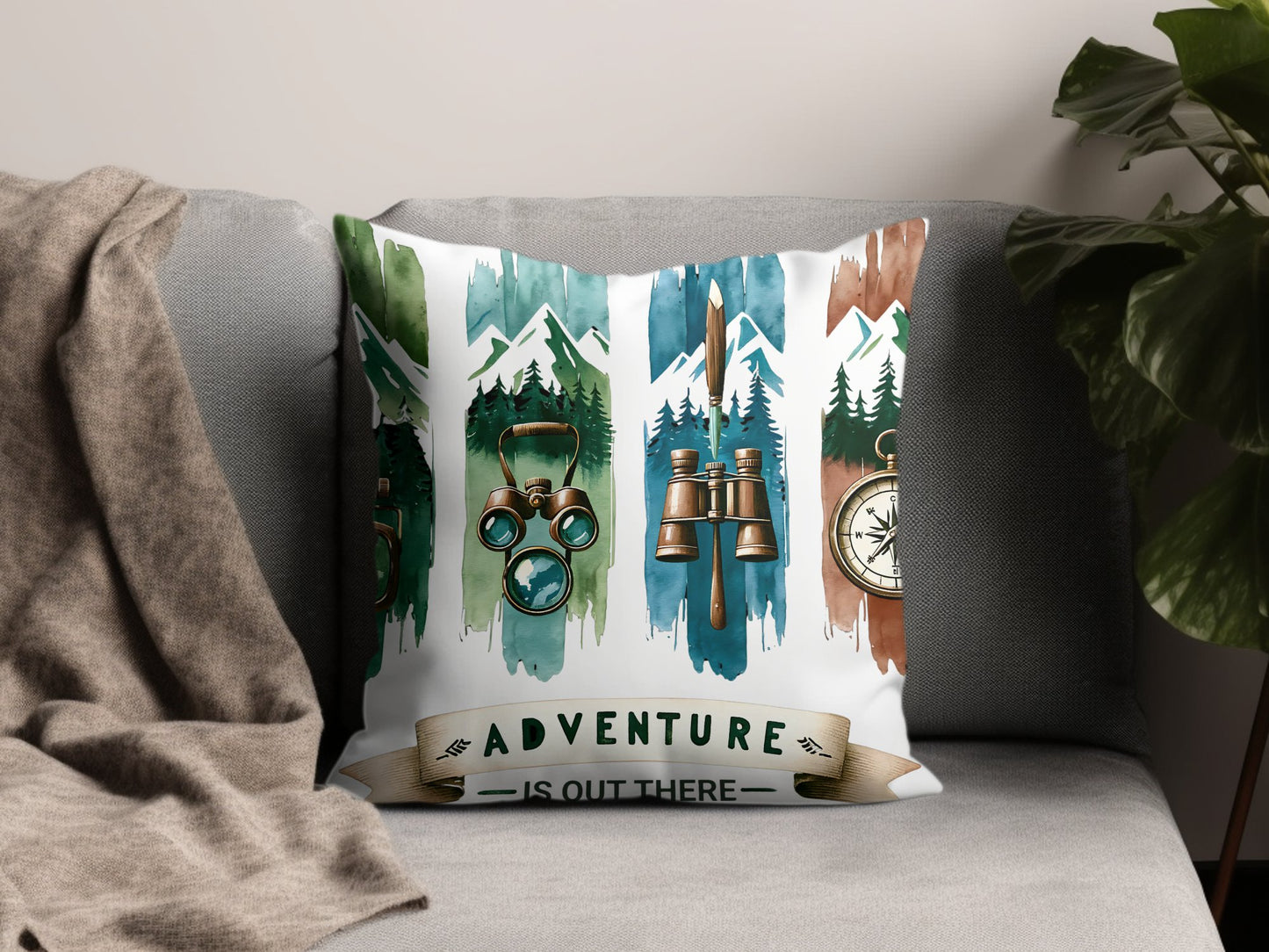 Adventure is Out There PNG, Watercolor Outdoor Brushstroke Design, Mountains Compass Trail Art, Hiking Sublimation Clipart