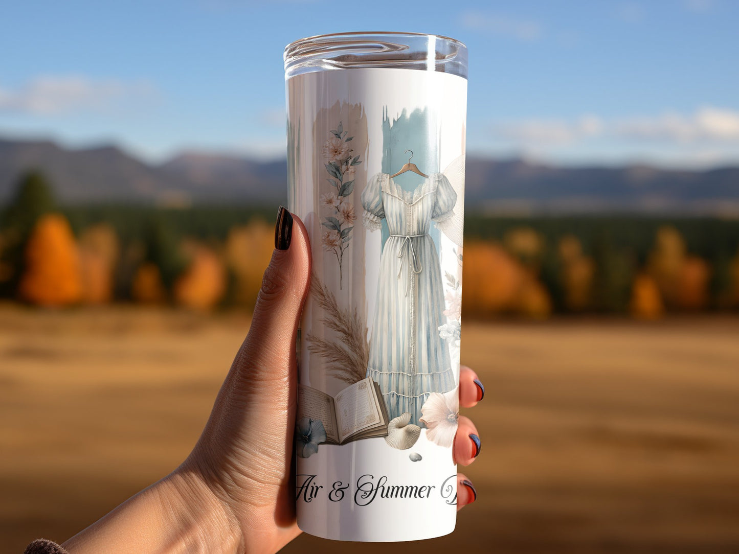 Salty Air & Summer Dreams PNG, Beach Brushstroke Sublimation, 20oz Tumbler Wrap, Coastal Summer Sublimation Design, Digital Download