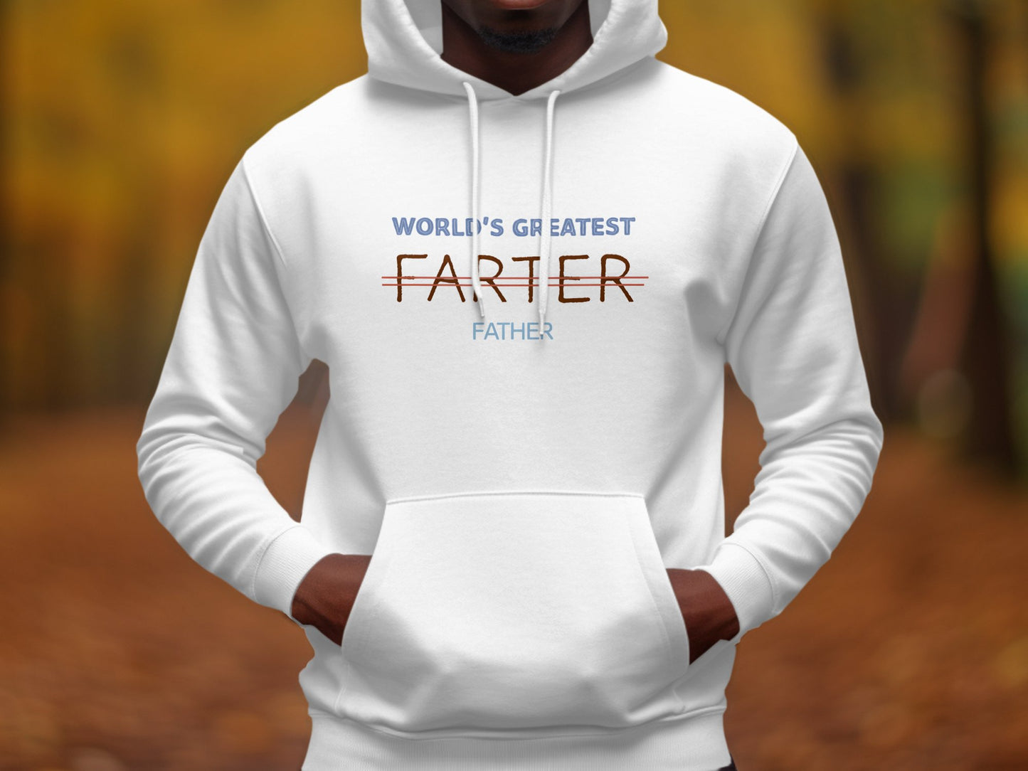 World's Greatest Farter Father Hoodie, Funny Dad Gift, Men's White Hooded Sweatshirt, Unique Father's Day Present, Autumn Apparel