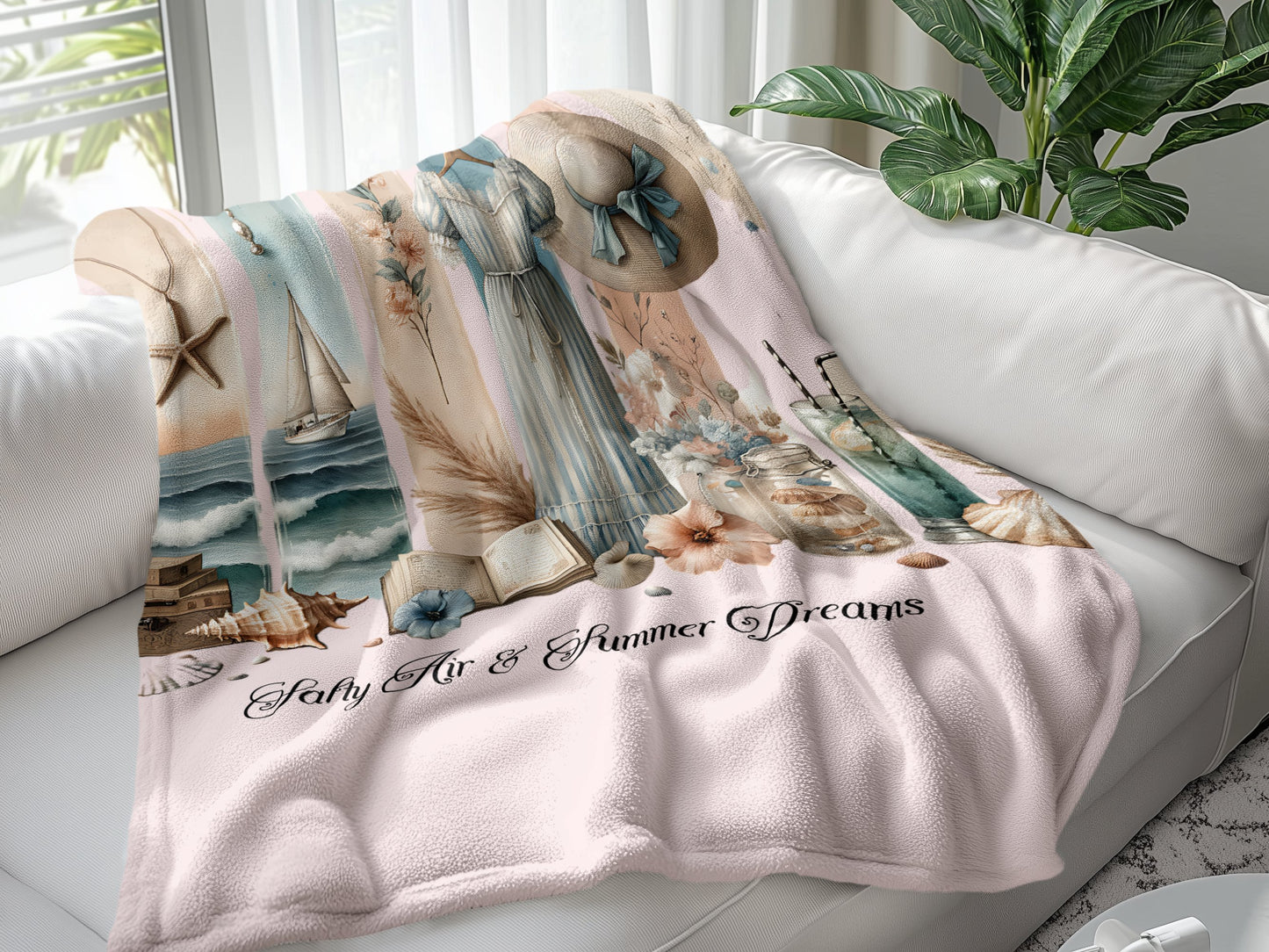 Salty Air & Summer Dreams PNG, Beach Brushstroke Sublimation, 20oz Tumbler Wrap, Coastal Summer Sublimation Design, Digital Download