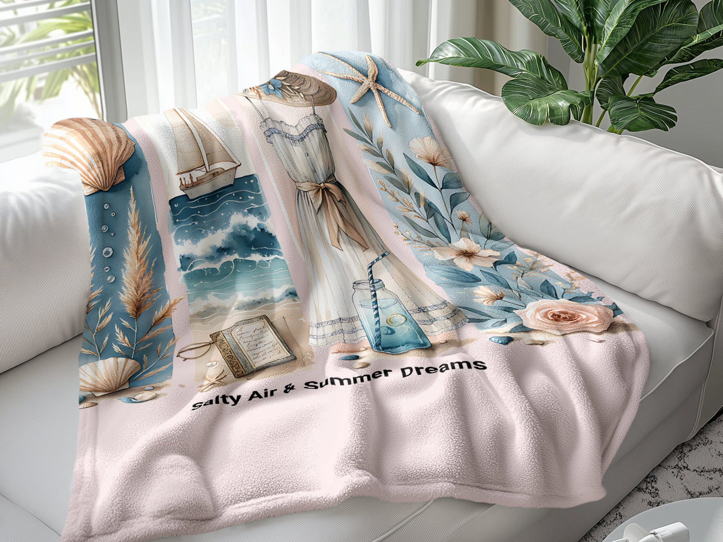 Salty Air & Summer Dreams PNG, Beach Brushstroke Sublimation, 20oz Tumbler Wrap, Coastal Summer Sublimation Design, Digital Download