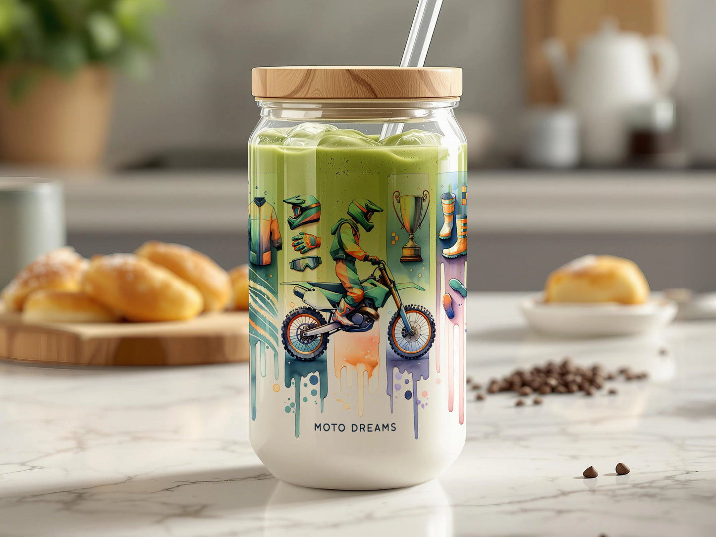 Motocross Themed Insulated Tumbler, Colorful Dirt Bike Design, Sports Travel Mug, Gift for Motorcycle Enthusiasts