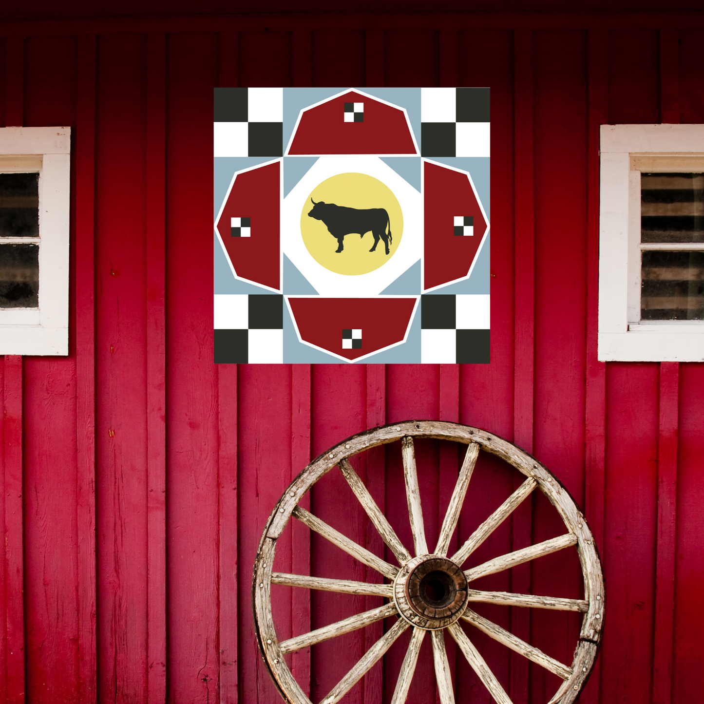 Bull in the Barn barn Quilt PDF Pattern, SVG Pattern, Wood quilt to paint for outdoors Bundle, Barn quilt, wood painted barn quilt patterns