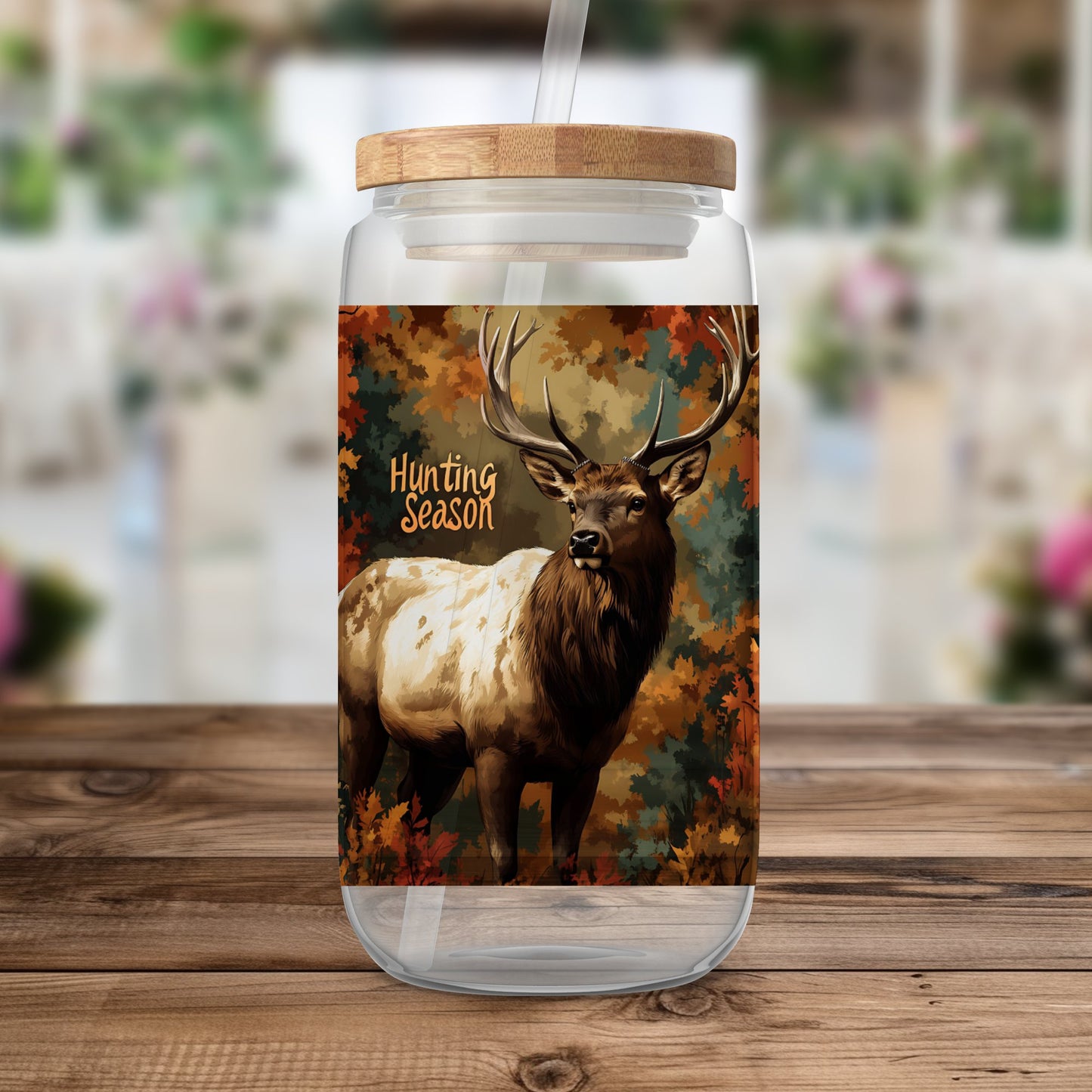 Camo Elk Hunting Season Tumbler Wrap 20oz Sublimation Tumbler Designs, Camouflage Straight Skinny Digital Download
