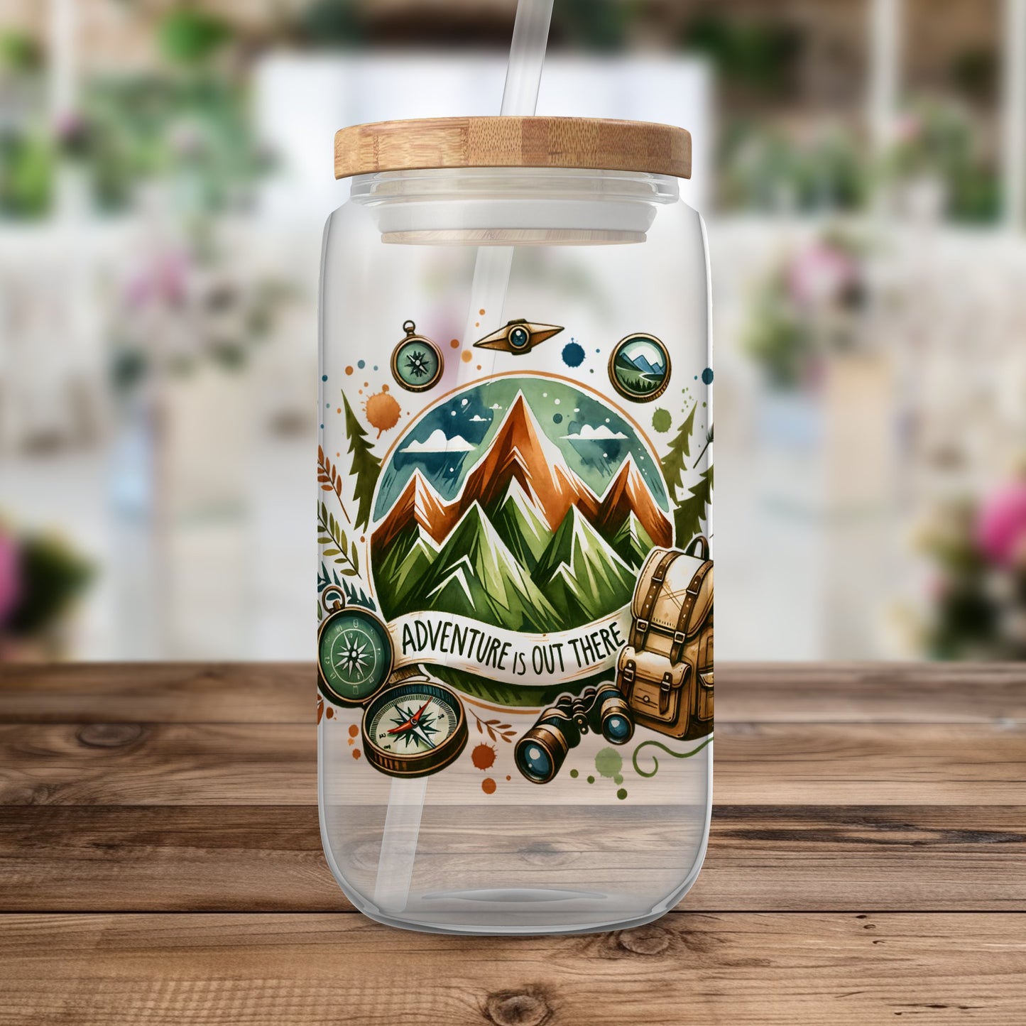 Adventure is Out There PNG, Watercolor Outdoor Brushstroke Design, Mountains Compass Trail Art, Hiking Sublimation Clipart
