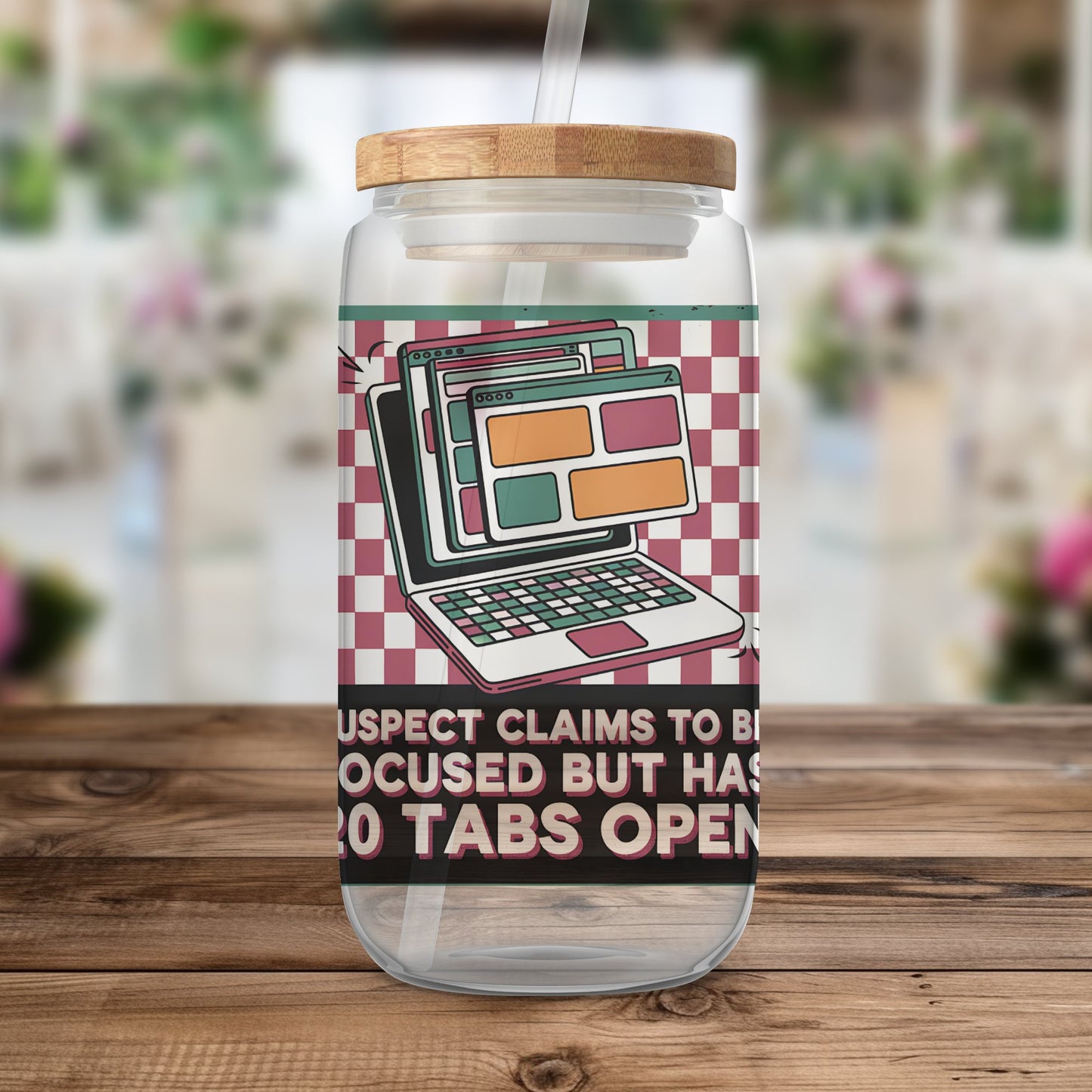 Suspect claims Funny 20oz Tumbler Wrap PNG, Multitasker Sublimation Design, Retro Laptop Graphic, Work From Home Digital Download