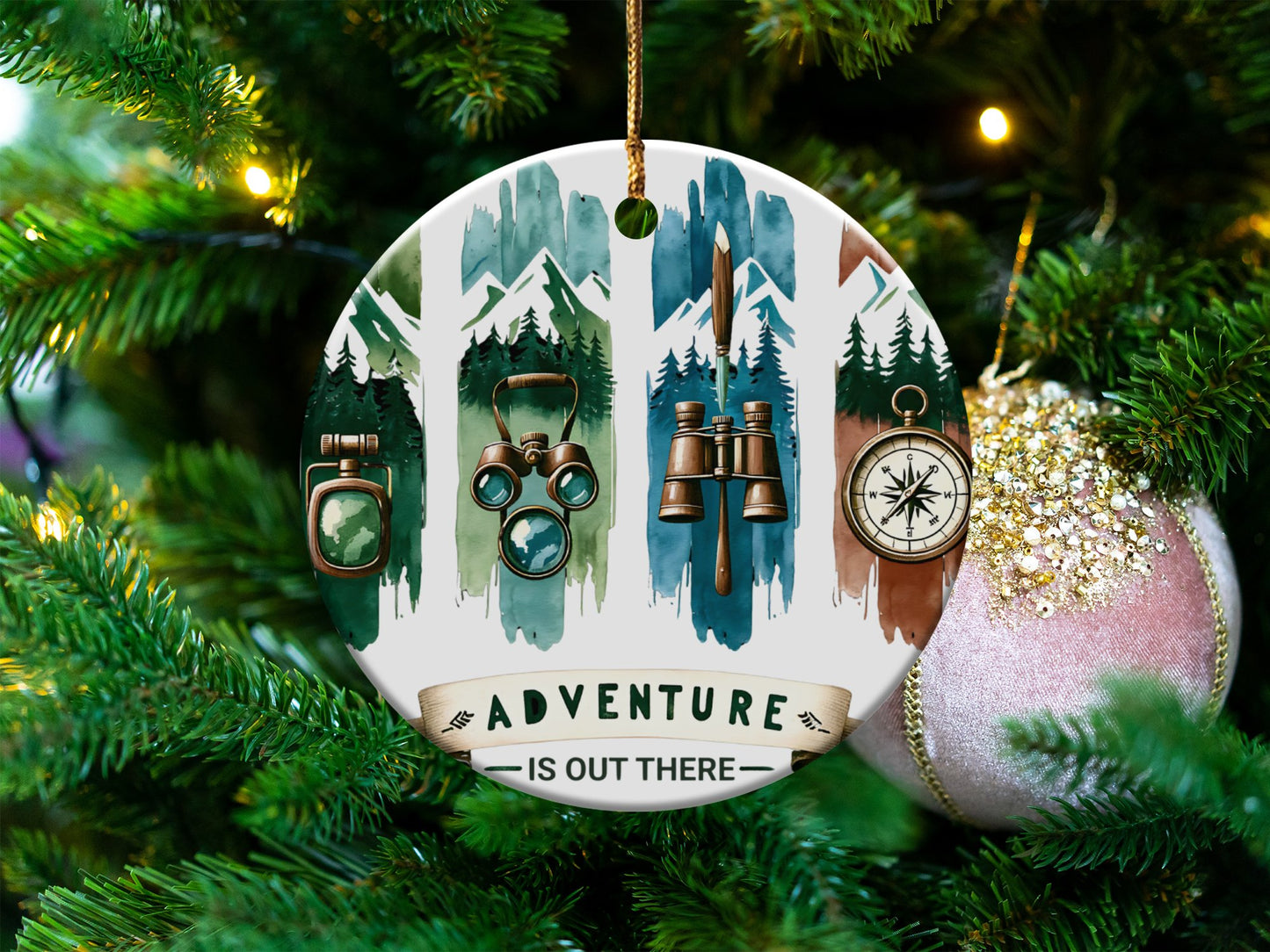 Adventure is Out There PNG, Watercolor Outdoor Brushstroke Design, Mountains Compass Trail Art, Hiking Sublimation Clipart