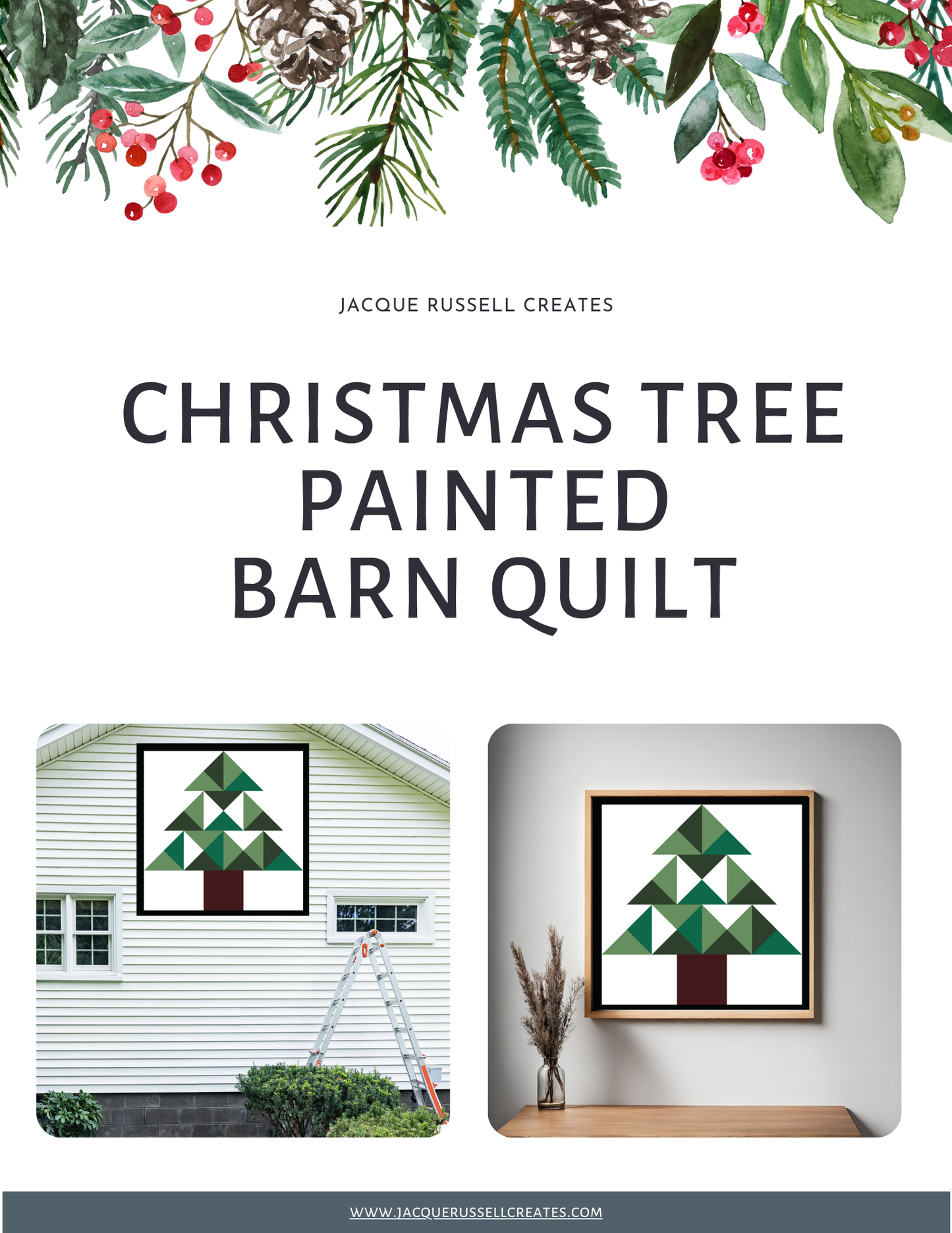 Christmas Tree Quilt Block Barn Quilt - Digital Download, Festive DIY Wall Art Pattern, Holiday Home Decor, Quilting Project, Instant PDF