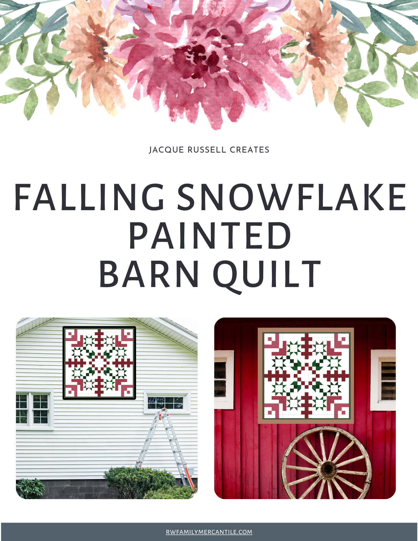 Falling Snowflake Quilt Block Barn Quilt - Digital Download, Winter DIY Wall Art Pattern, Holiday Home Decor, Quilting Project, Instant PDF