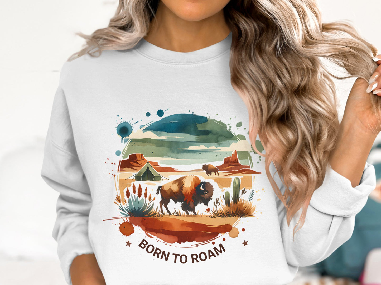 Born to Roam PNG, Watercolor Adventure Brushstroke Design, Vanlife Mountains Tent Clipart, Camping Sublimation Digital Download