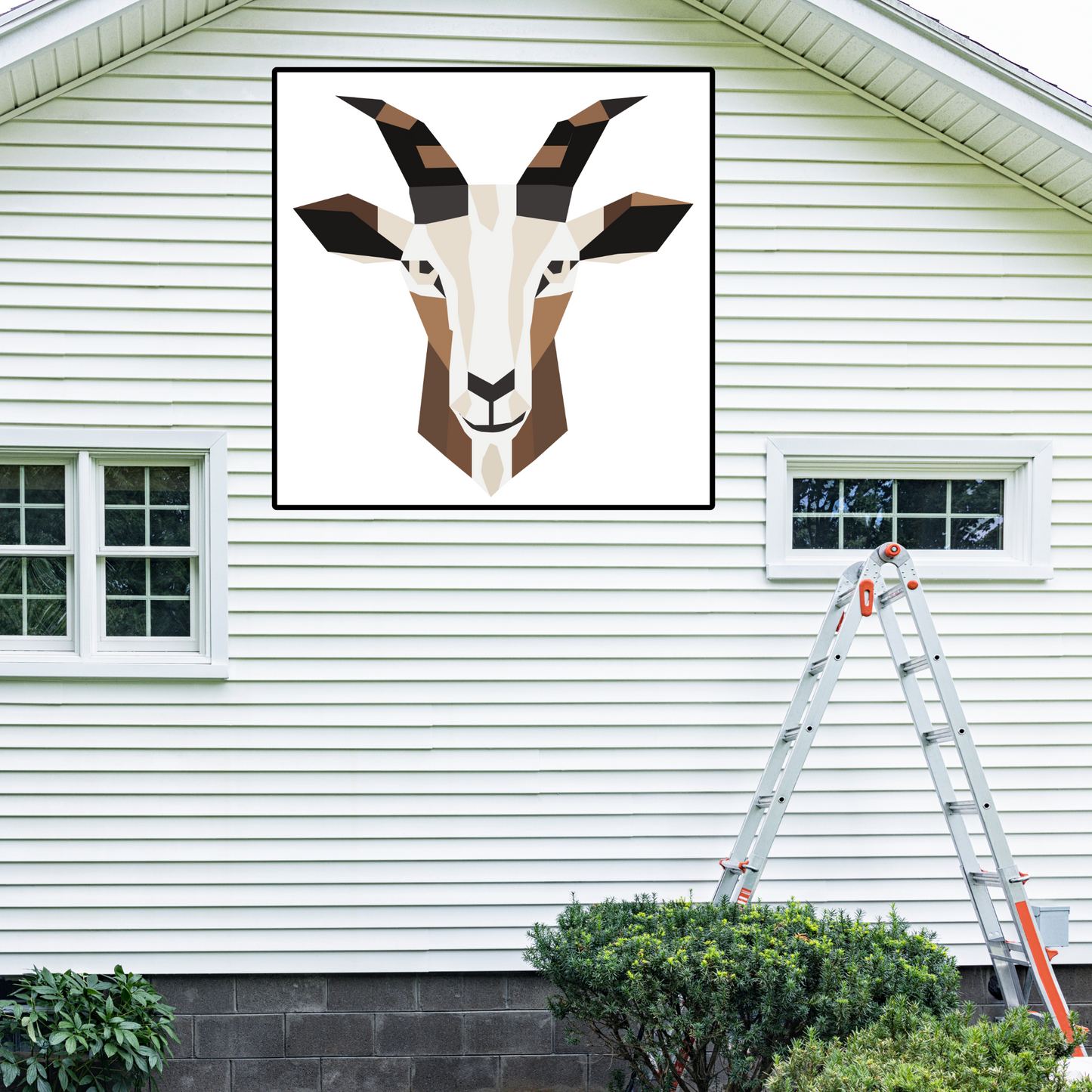 Goat Head Quilt Block Barn Quilt - Digital Download, Farmhouse DIY Wall Art Pattern, Rustic Home Decor, Animal Lover Quilting Project, Instant PDF