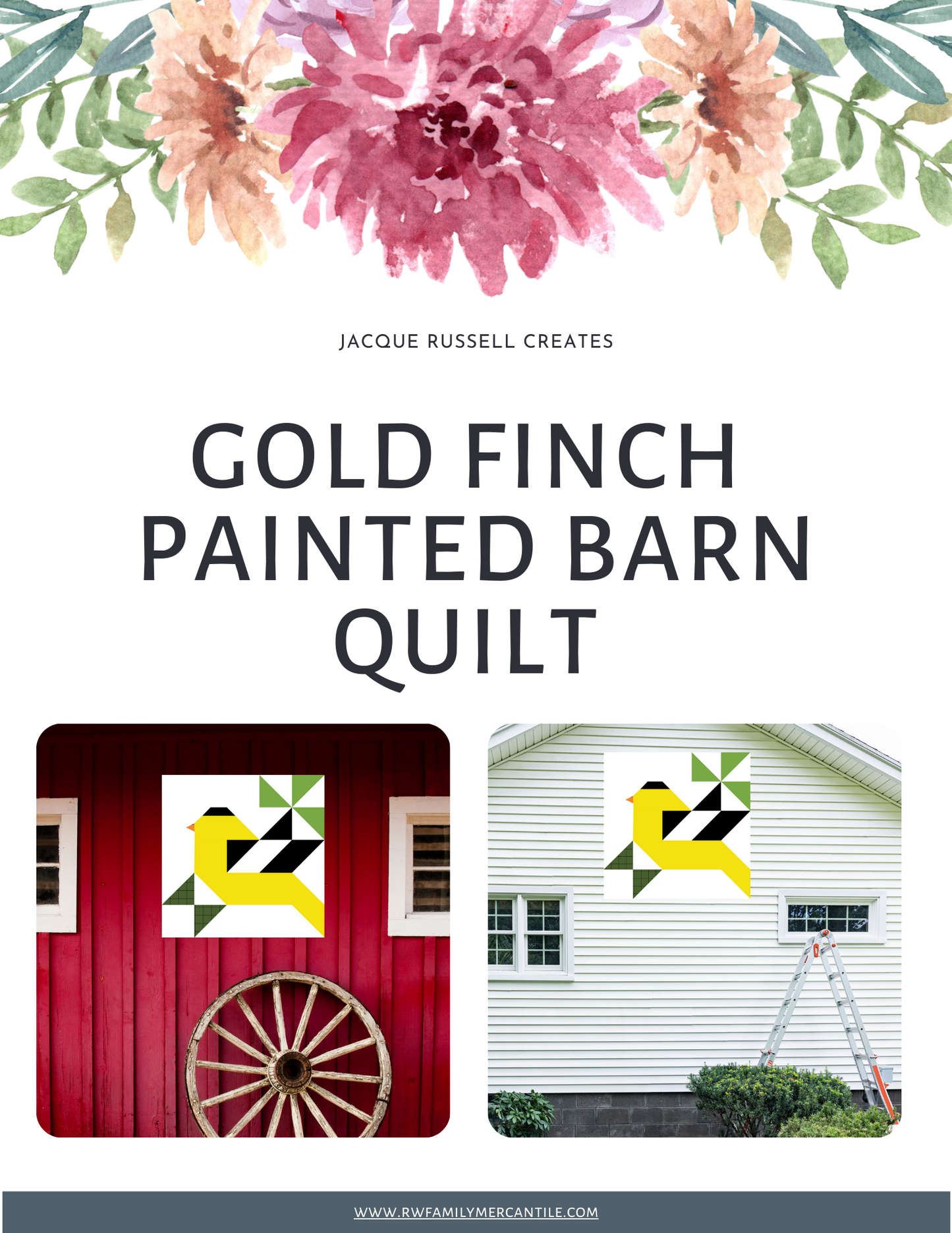 Traditional Goldfinch Quilt Block Pattern - Digital Download PDF in 12x12, 24x24, and 48x48 Sizes for DIY Barn Quilt Decor