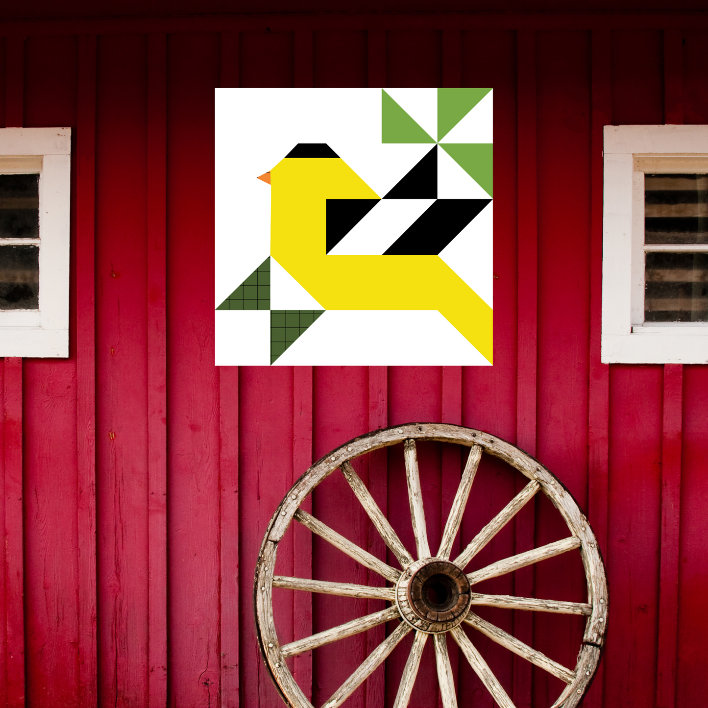 Traditional Goldfinch Quilt Block Pattern - Digital Download PDF in 12x12, 24x24, and 48x48 Sizes for DIY Barn Quilt Decor