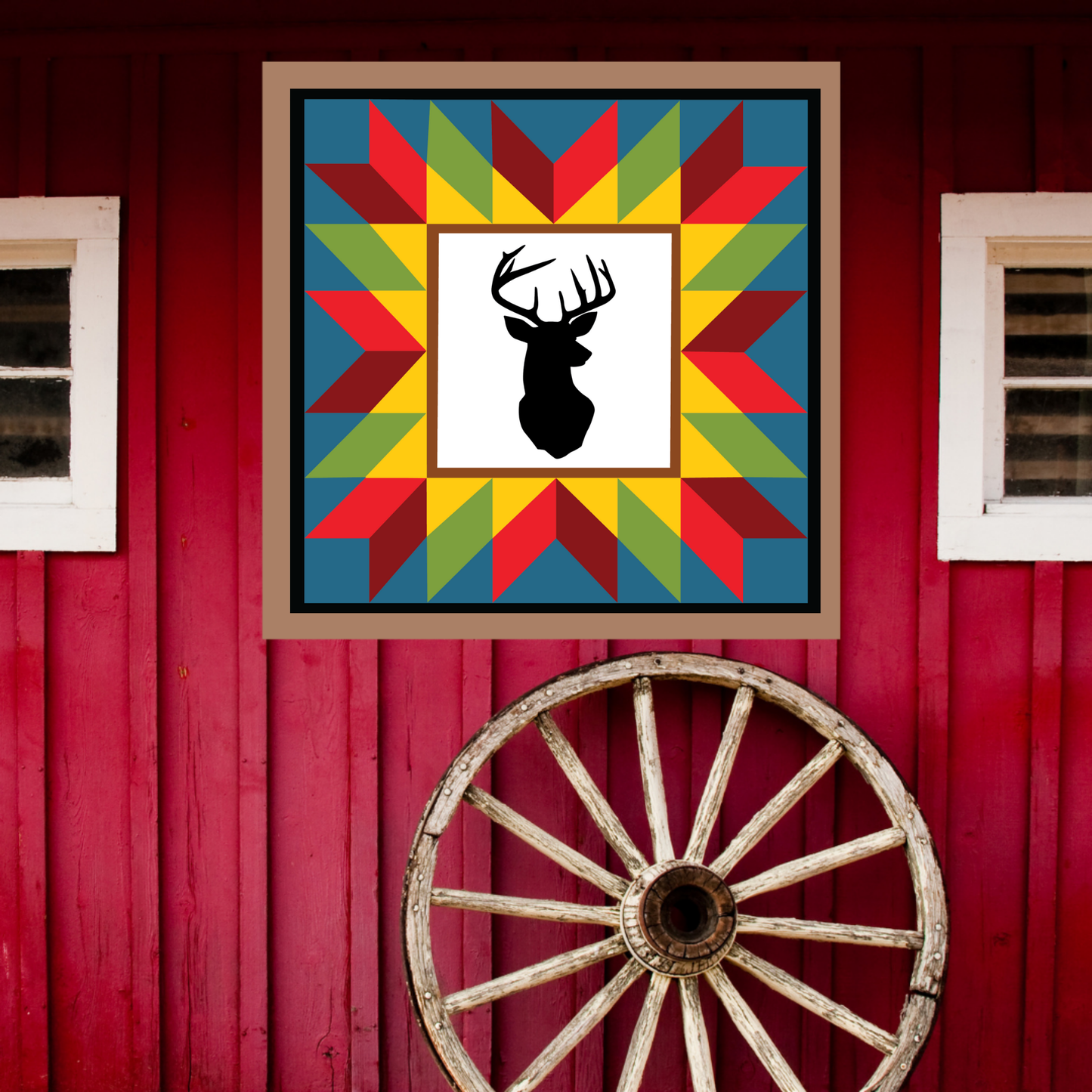 Buck Deer Quilt Block Barn Quilt - Digital Download, Rustic Wildlife DIY Wall Art Pattern, Nature-Inspired Home Decor, Quilting Project, Instant PDF