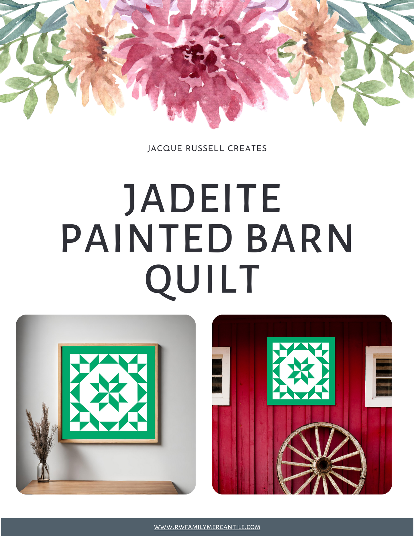 Jadeite Minimalist Quilt Block Pattern - Digital Download PDF in 12x12, 24x24, and 48x48 Sizes for DIY Barn Quilt Decor