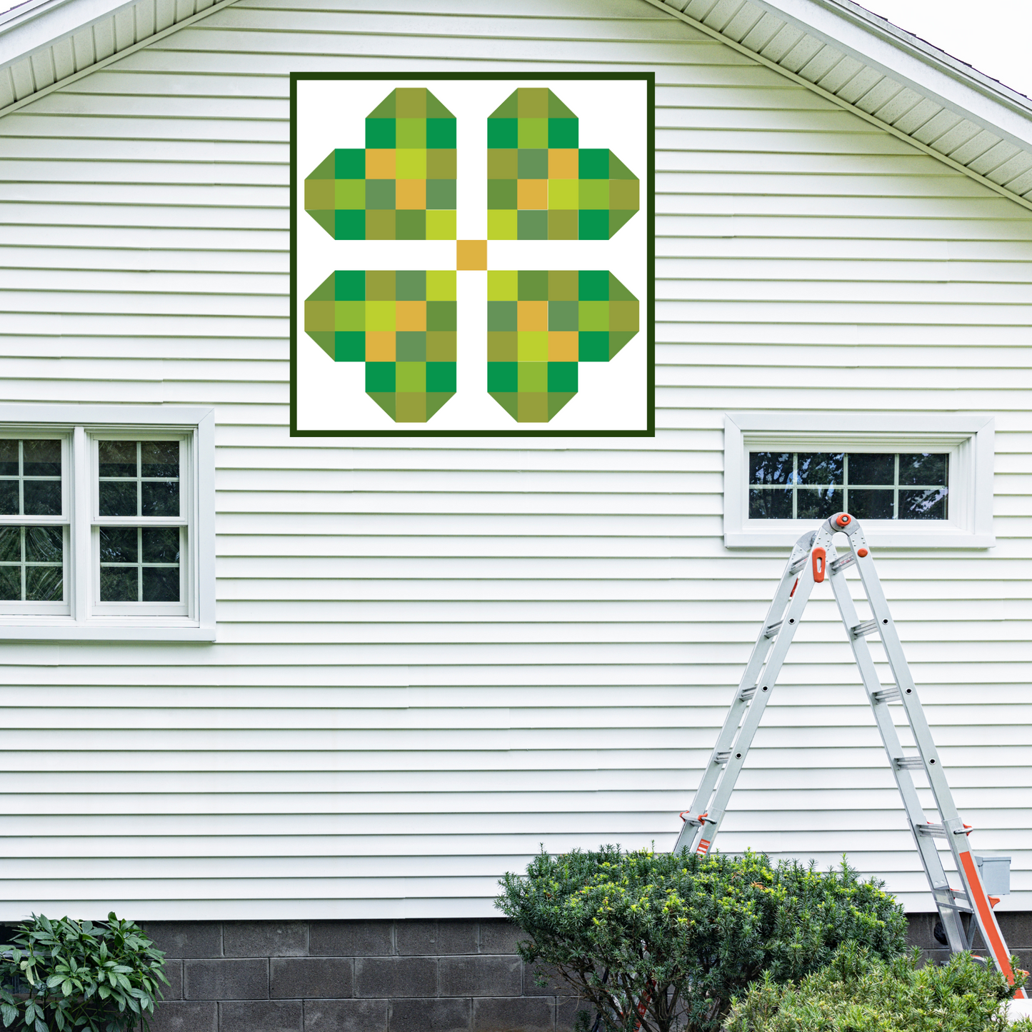 Lucky Shamrock Quilt Block Barn Quilt - Digital Download, St. Patrick's Day DIY Pattern, Irish Decor, Quilting Project, Instant PDF