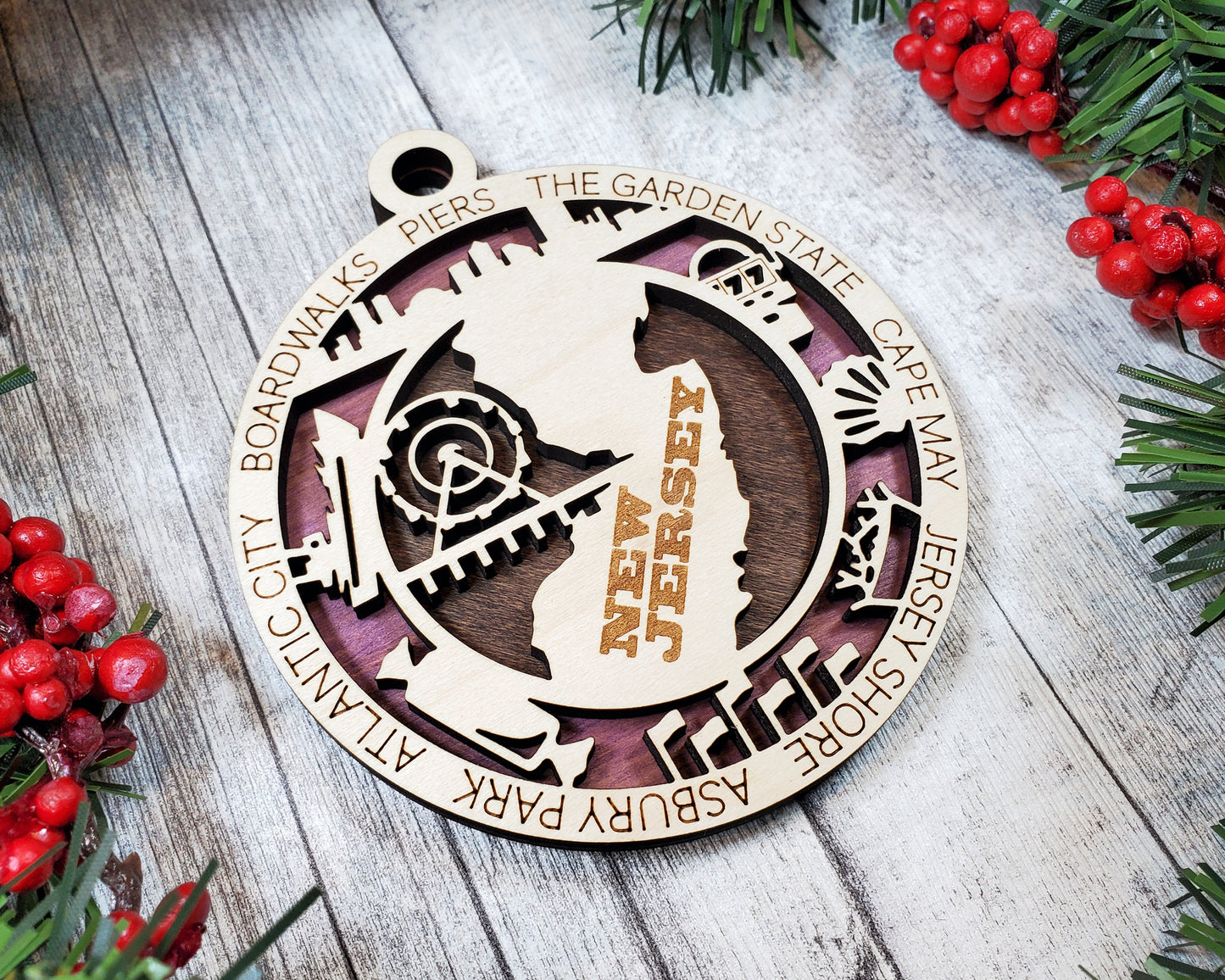 New Jersey Wooden Ornament – Jersey Shore, Cape May & Garden State Gift