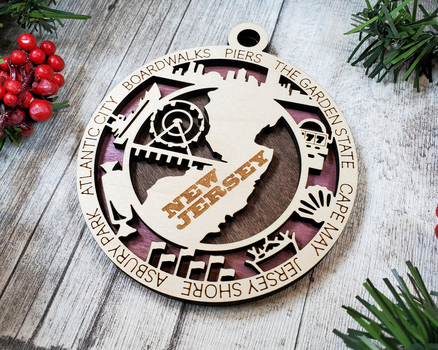 New Jersey Wooden Ornament – Jersey Shore, Cape May & Garden State Gift