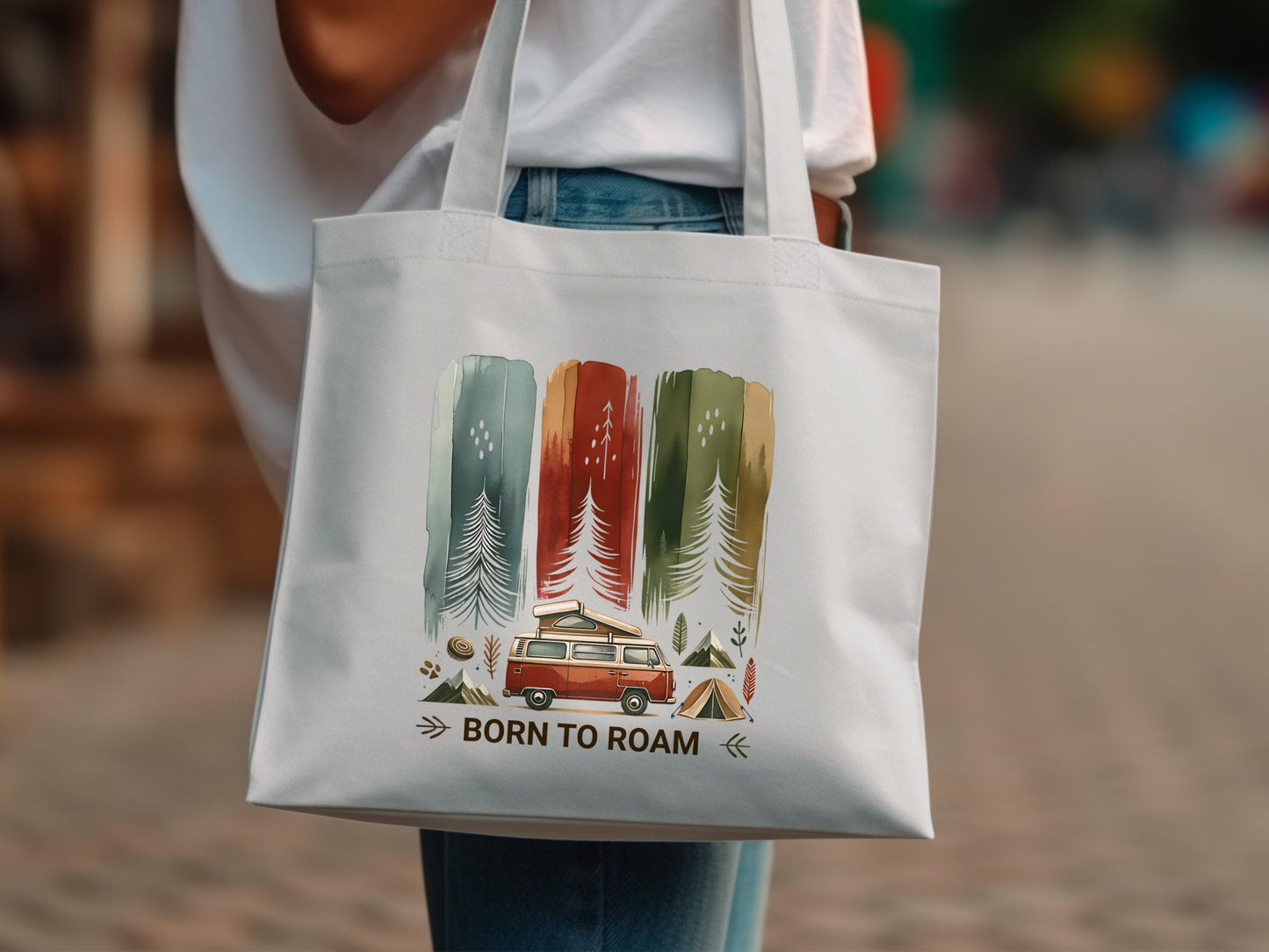 Born to Roam PNG, Watercolor Adventure Brushstroke Design, Vanlife Mountains Tent Clipart, Camping Sublimation Digital Download