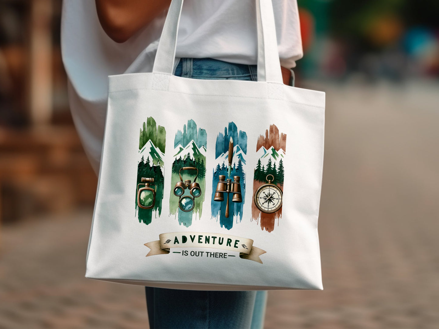 Adventure is Out There PNG, Watercolor Outdoor Brushstroke Design, Mountains Compass Trail Art, Hiking Sublimation Clipart