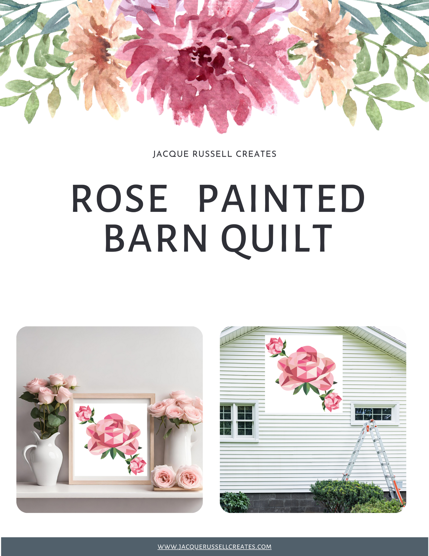 Single Rose Quilt Block Barn Quilt - Digital Download, Floral DIY Wall Art Pattern, Rustic Home Decor, Quilting Project, Instant PDF for Crafting