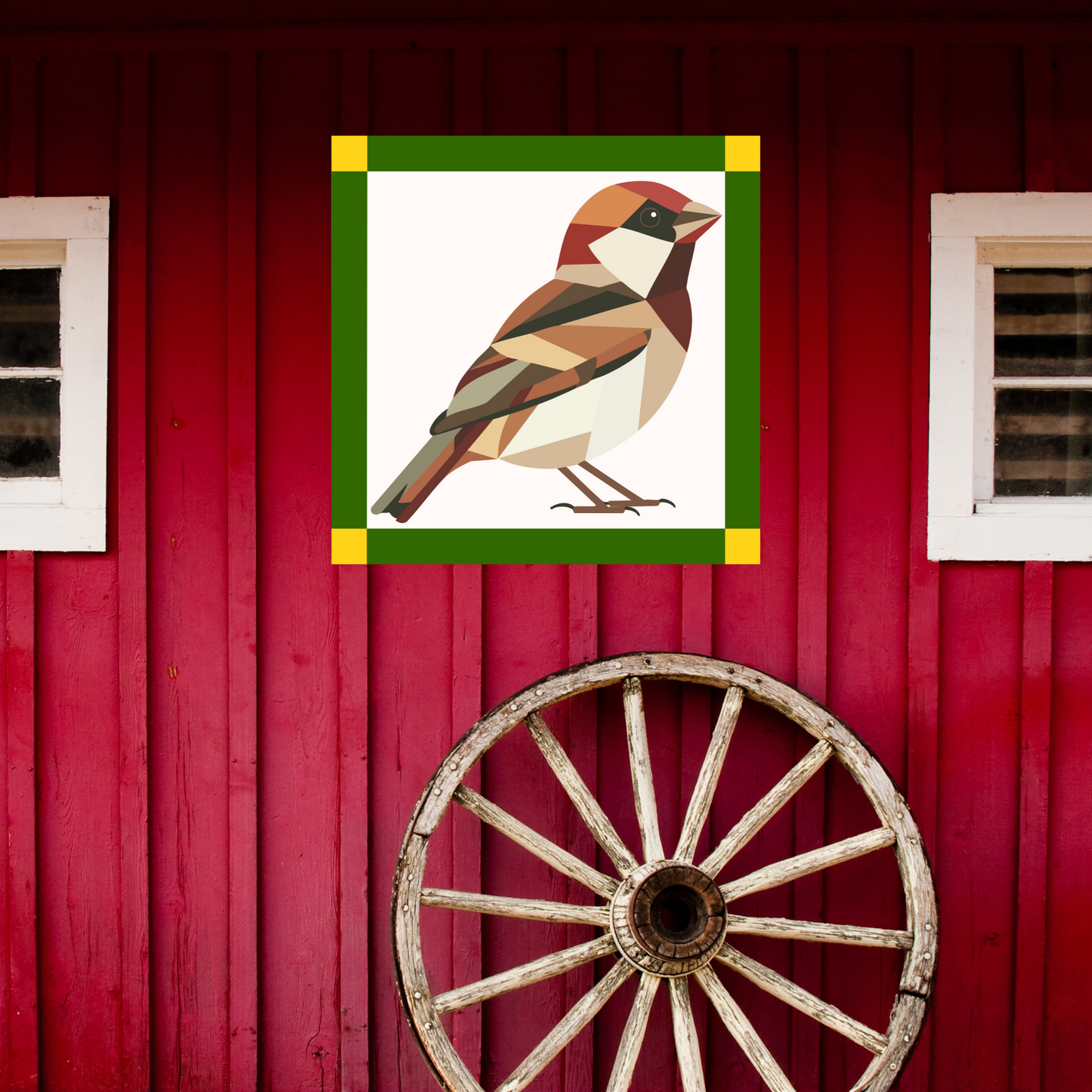 Modern Sparrow Quilt Block Pattern - Digital Download PDF in 12x12, 24x24, and 48x48 Sizes for DIY Barn Quilt Decor