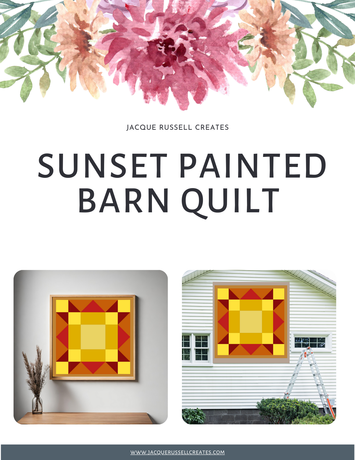 Sunset Barn Quilt PDF Pattern, SVG Pattern, Wood quilt to paint for outdoors Bundle