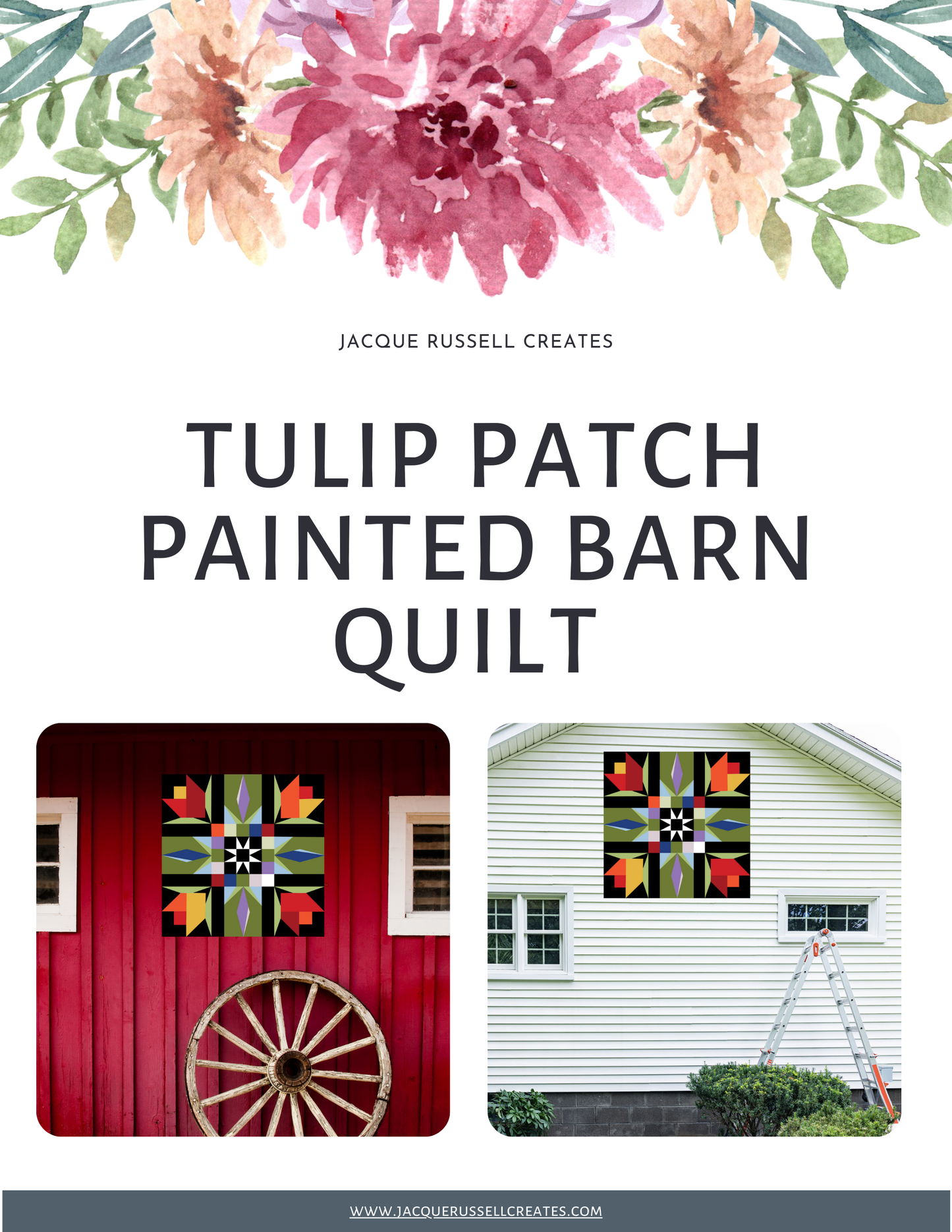Tulip Patch Quilt Digital SVG PDF Pattern Bundle, Wood quilt to paint for outdoors, Barn quilt, wood painted barn quilt patterns
