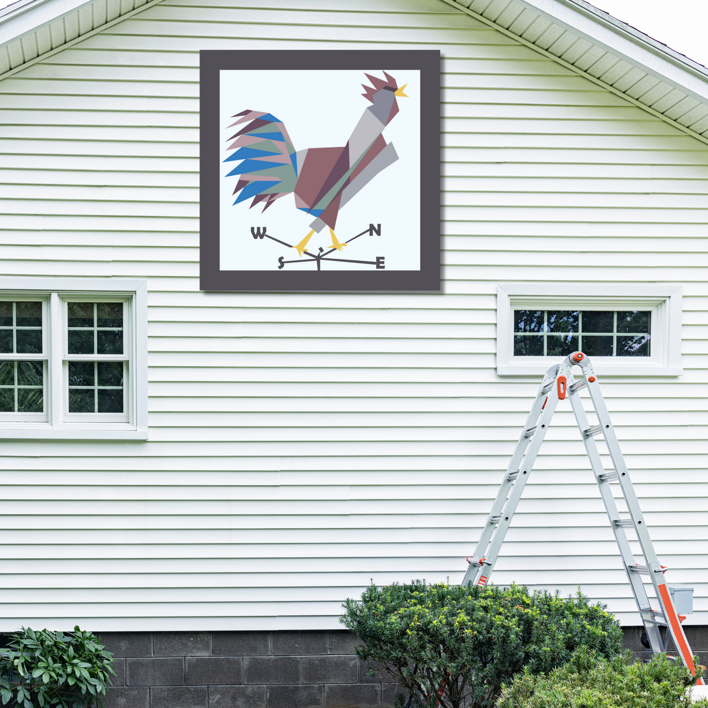 Wake Up Call Barn Quilt Pattern | Wonky Chicken on Weathervane | Farmhouse DIY | Digital Download | 12x12, 24x24, 48x48 PDF