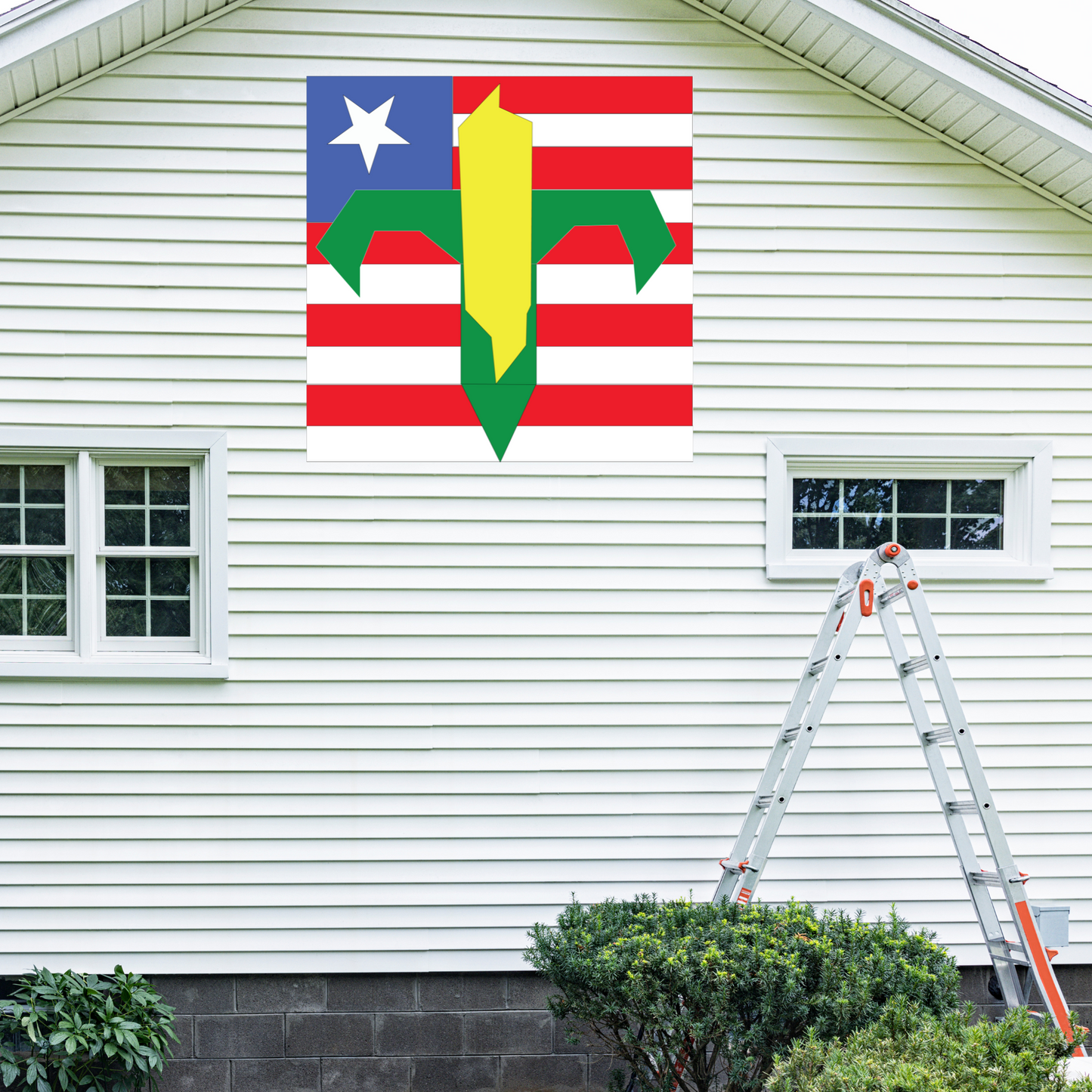 Corn in the Field with Flag Quilt Block Barn Quilt - Digital Download, Patriotic DIY Wall Art Pattern, Farmhouse Decor, Quilting Project, Instant PDF