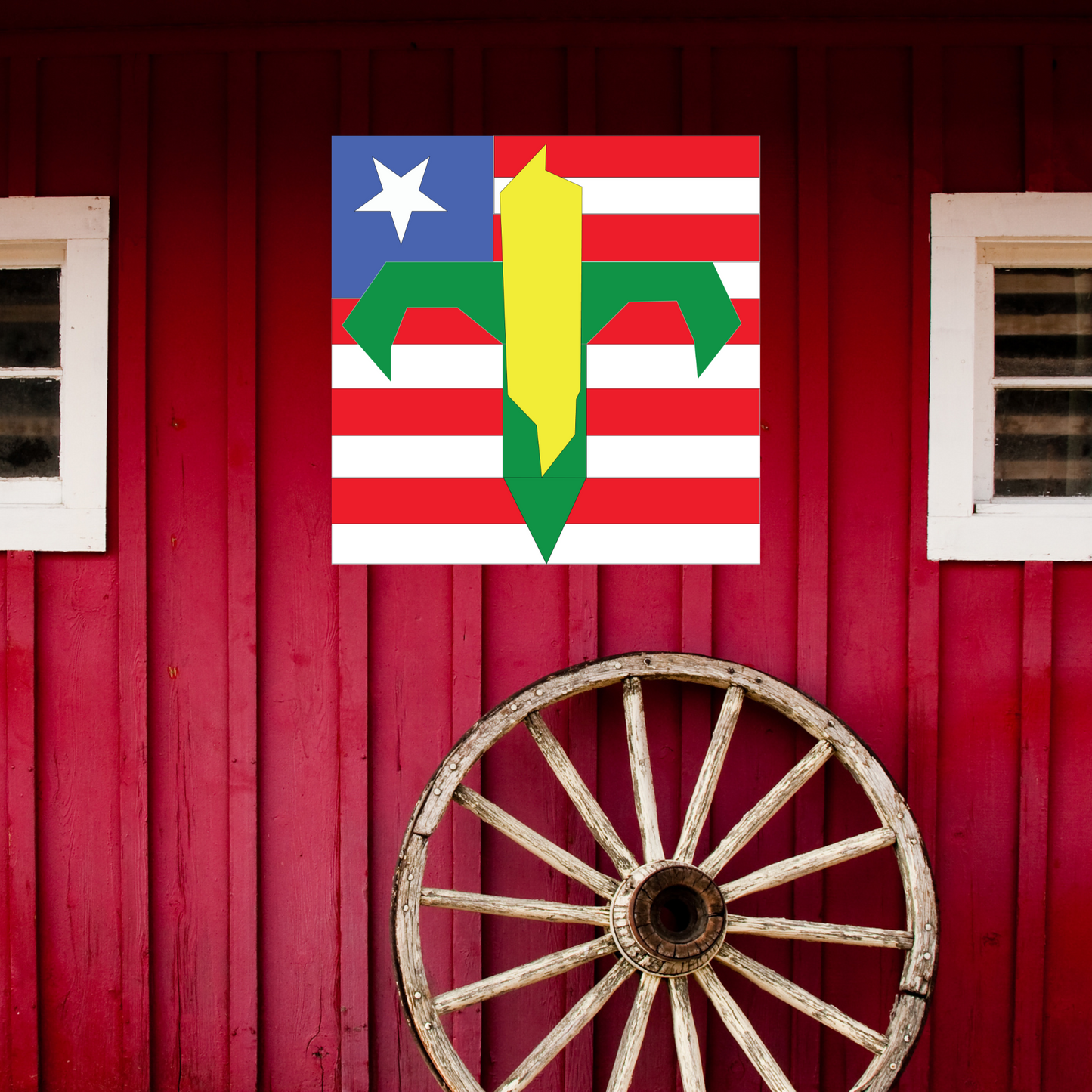 Corn in the Field with Flag Quilt Block Barn Quilt - Digital Download, Patriotic DIY Wall Art Pattern, Farmhouse Decor, Quilting Project, Instant PDF
