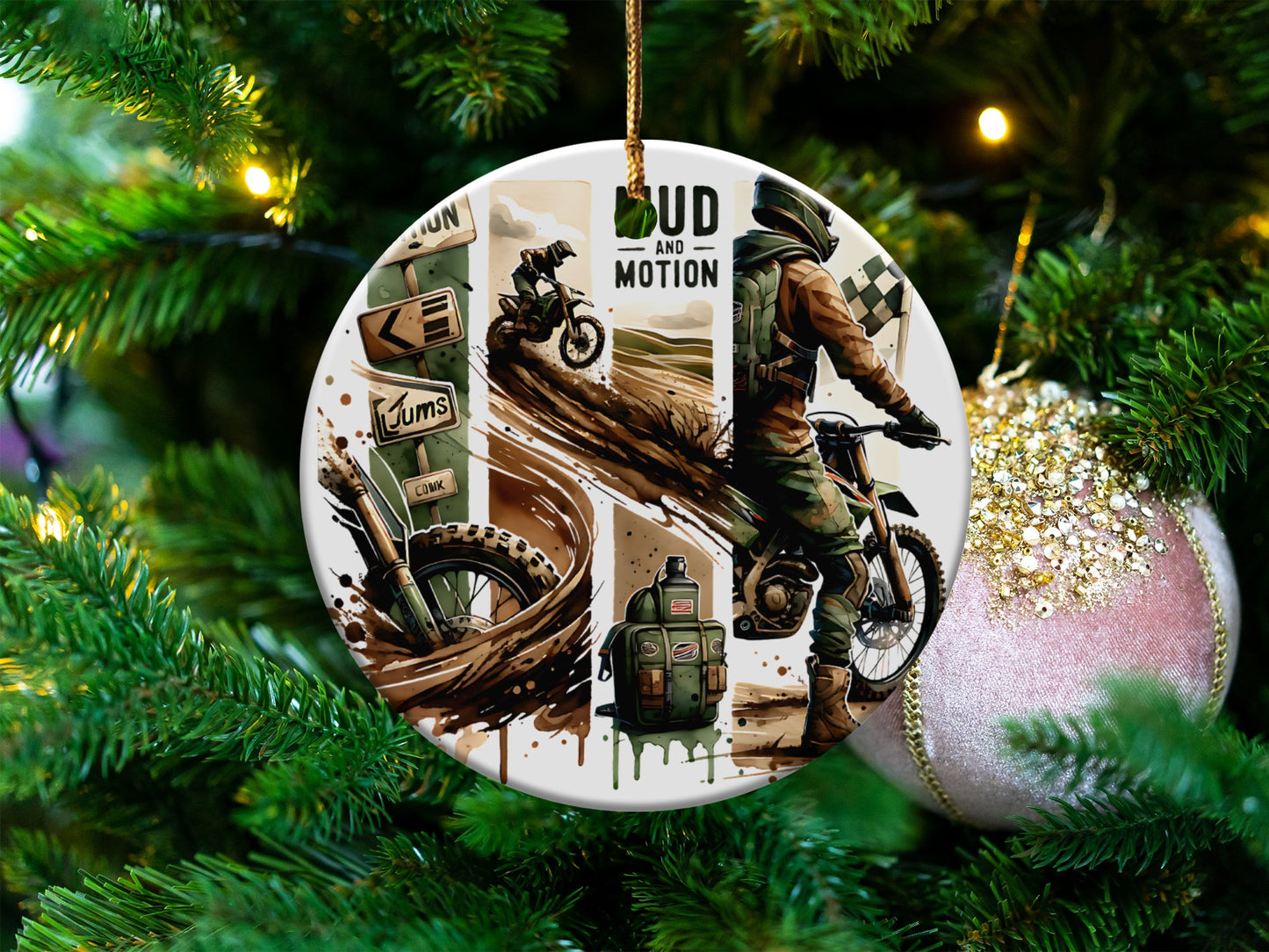Dirt Bike Christmas Ornament, Motocross Tree Decoration, Unique Motorbike Gift, Festive Holiday Decor, Off-Road Motorcycle Enthusiasts