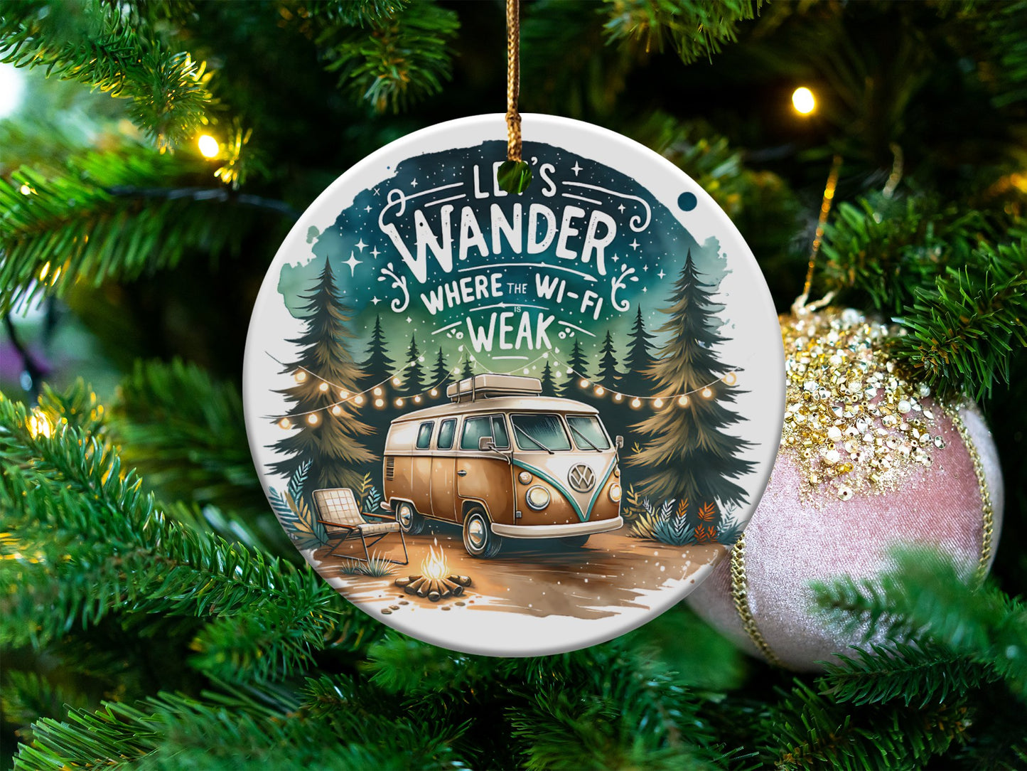 Vintage Camper Ornament, Wanderlust Christmas Tree Decor, Unique Holiday Gift, Camping Lover, Festive Seasonal Decoration