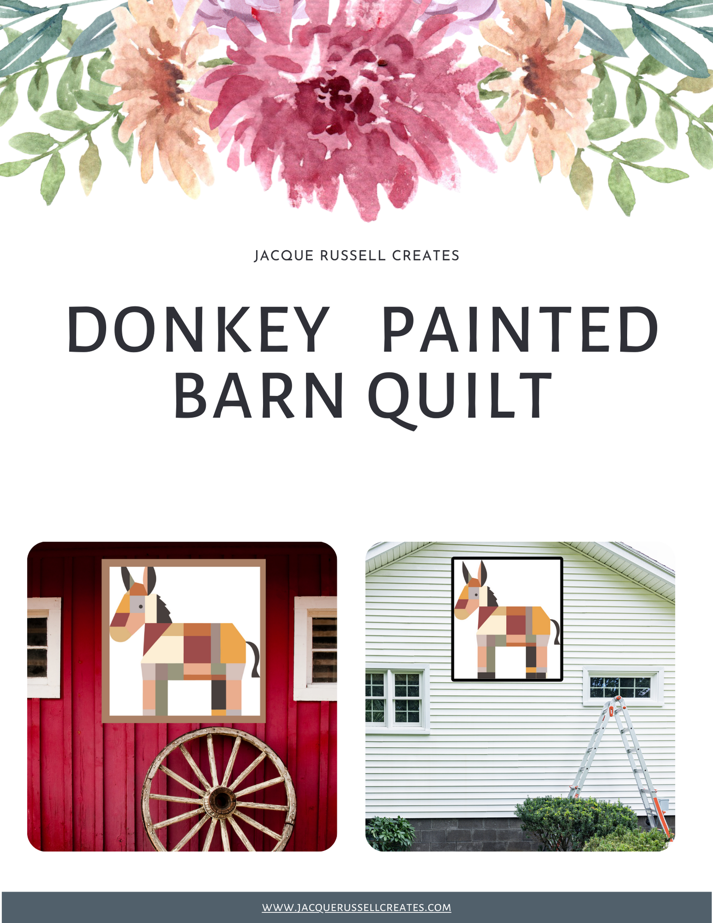 Donkey Quilt Block Barn Quilt - Digital Download, Rustic Farmhouse Decor, DIY Wall Art Pattern, Instant PDF for Barn Quilting Project,