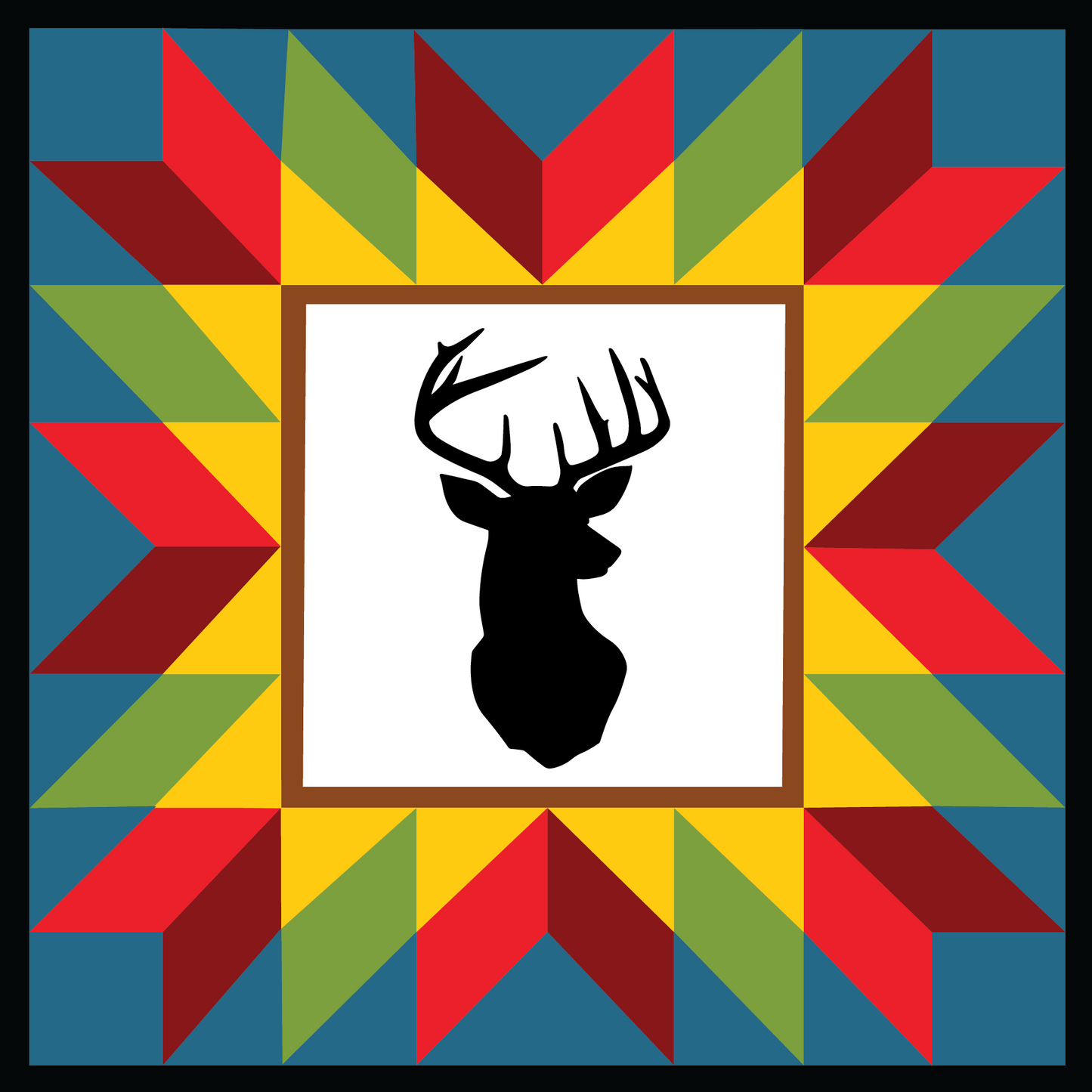 Buck Deer Quilt Block Barn Quilt - Digital Download, Rustic Wildlife DIY Wall Art Pattern, Nature-Inspired Home Decor, Quilting Project, Instant PDF