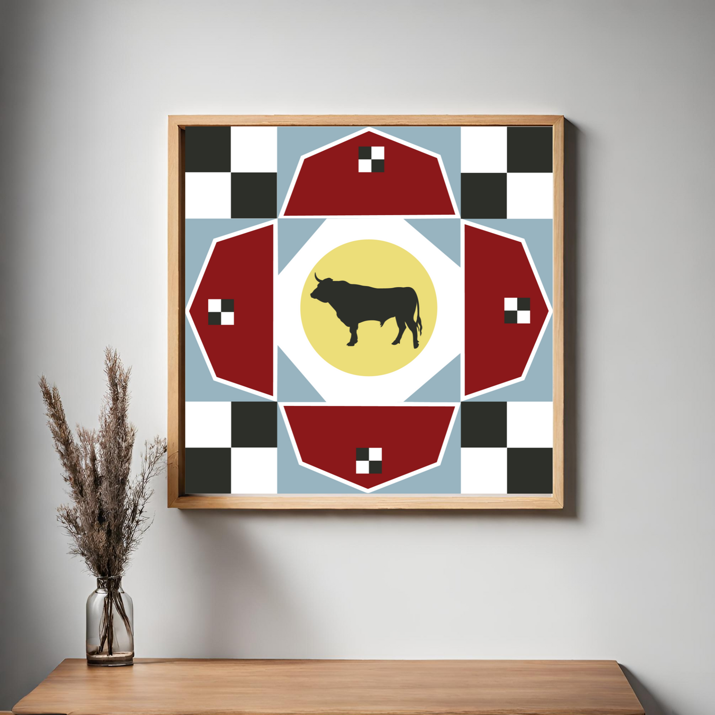 Bull in the Barn barn Quilt PDF Pattern, SVG Pattern, Wood quilt to paint for outdoors Bundle, Barn quilt, wood painted barn quilt patterns