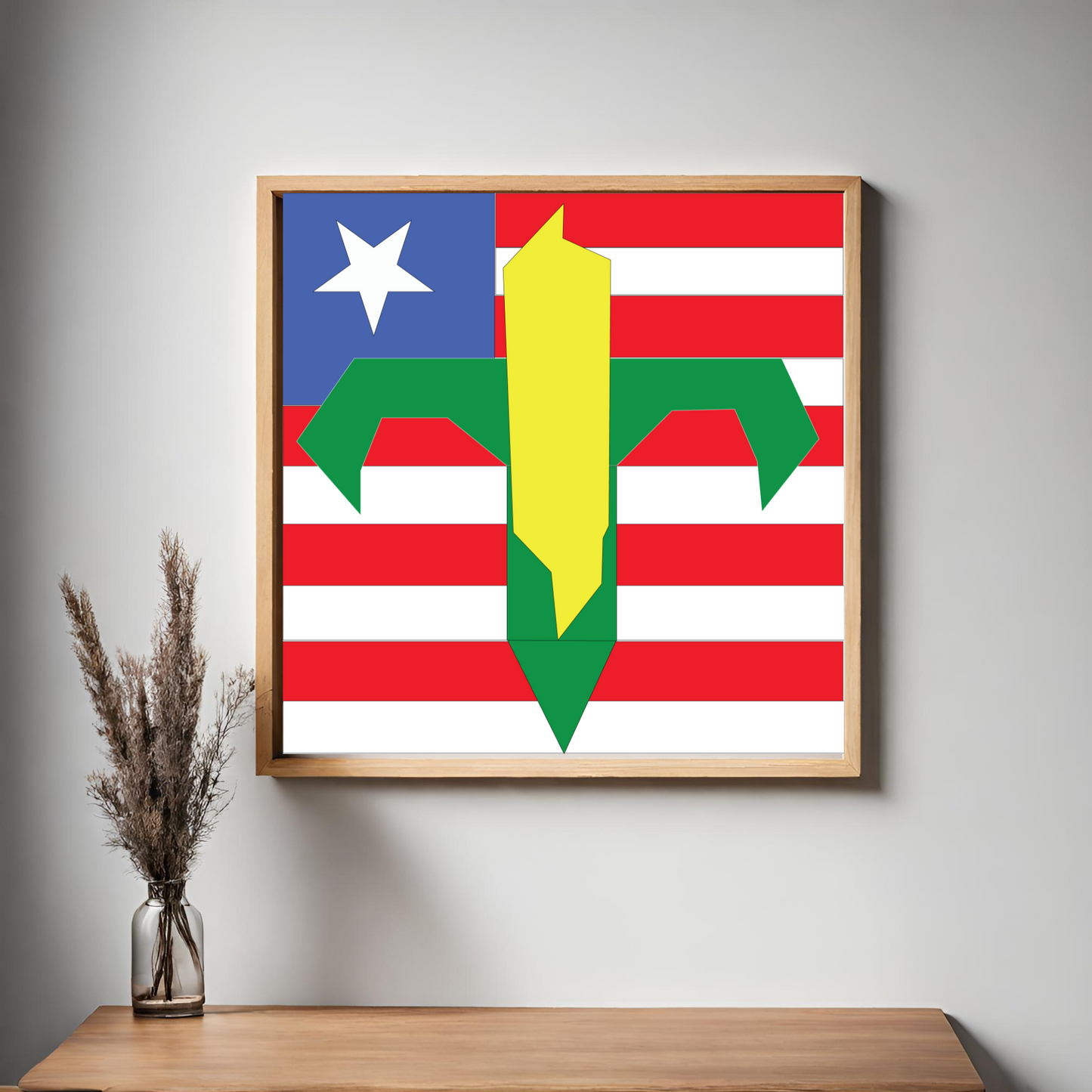 Corn in the Field with Flag Quilt Block Barn Quilt - Digital Download, Patriotic DIY Wall Art Pattern, Farmhouse Decor, Quilting Project, Instant PDF