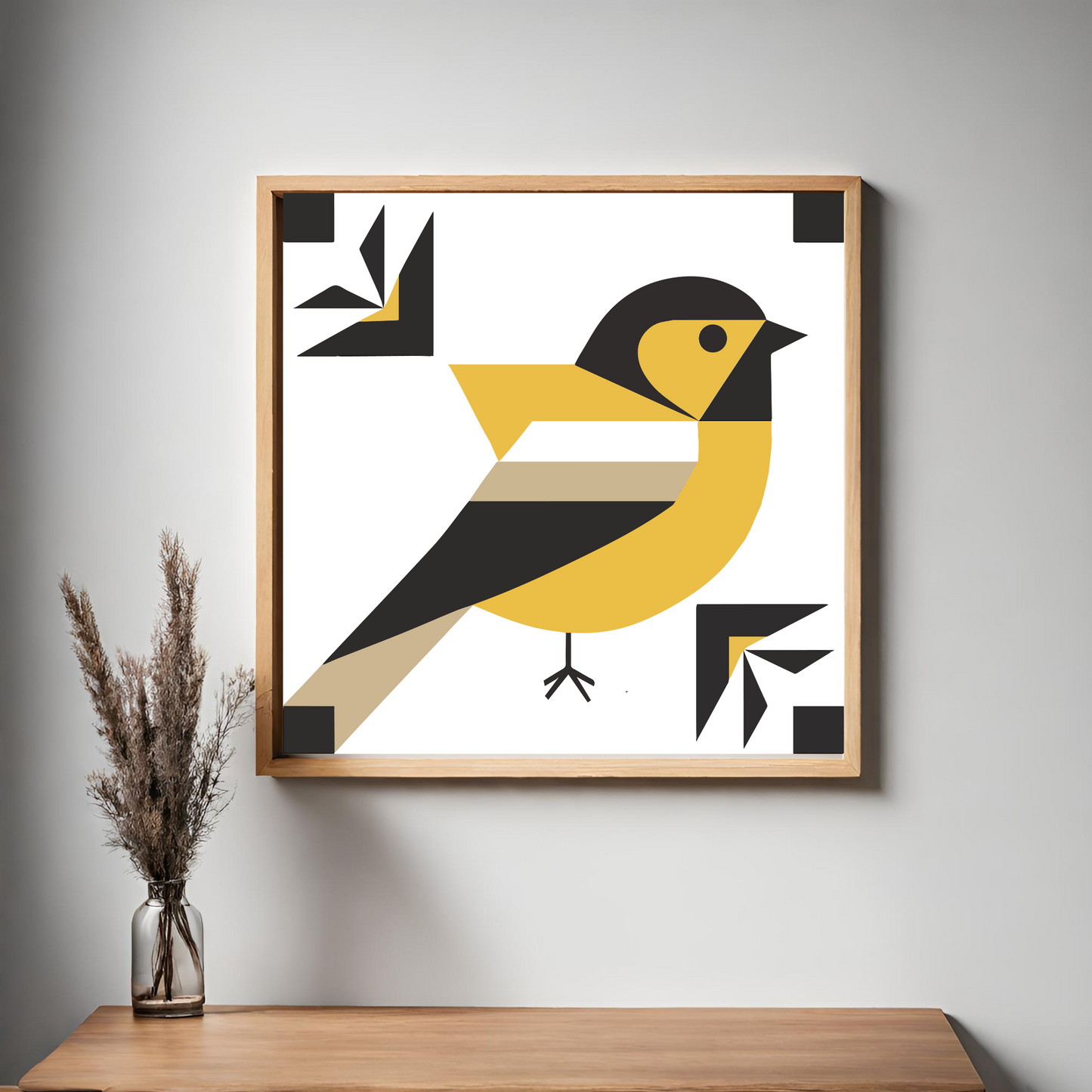 Modern Finch Quilt Block Pattern - Digital Download PDF in 12x12, 24x24, and 48x48 Sizes for DIY Barn Quilt Decor