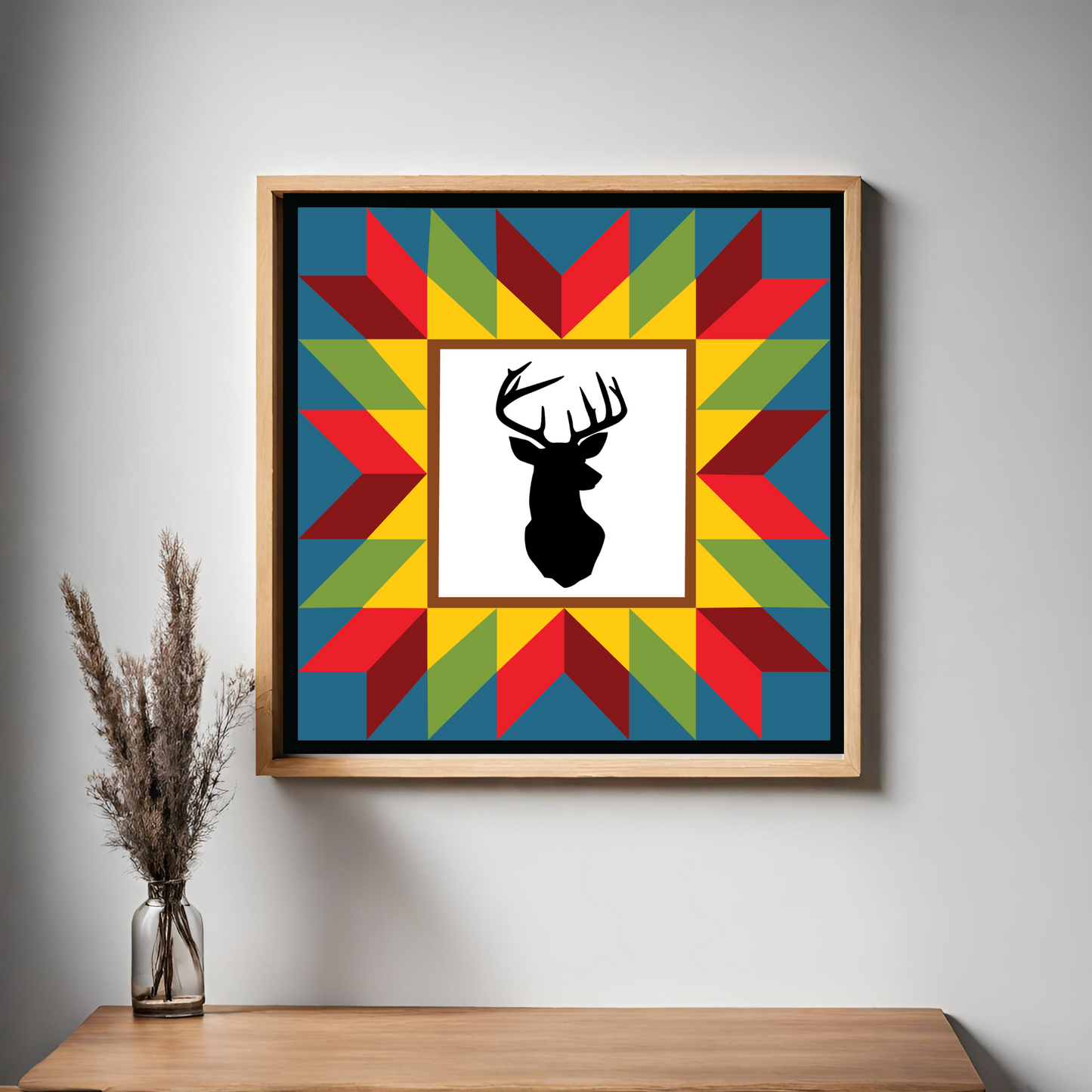 Buck Deer Quilt Block Barn Quilt - Digital Download, Rustic Wildlife DIY Wall Art Pattern, Nature-Inspired Home Decor, Quilting Project, Instant PDF