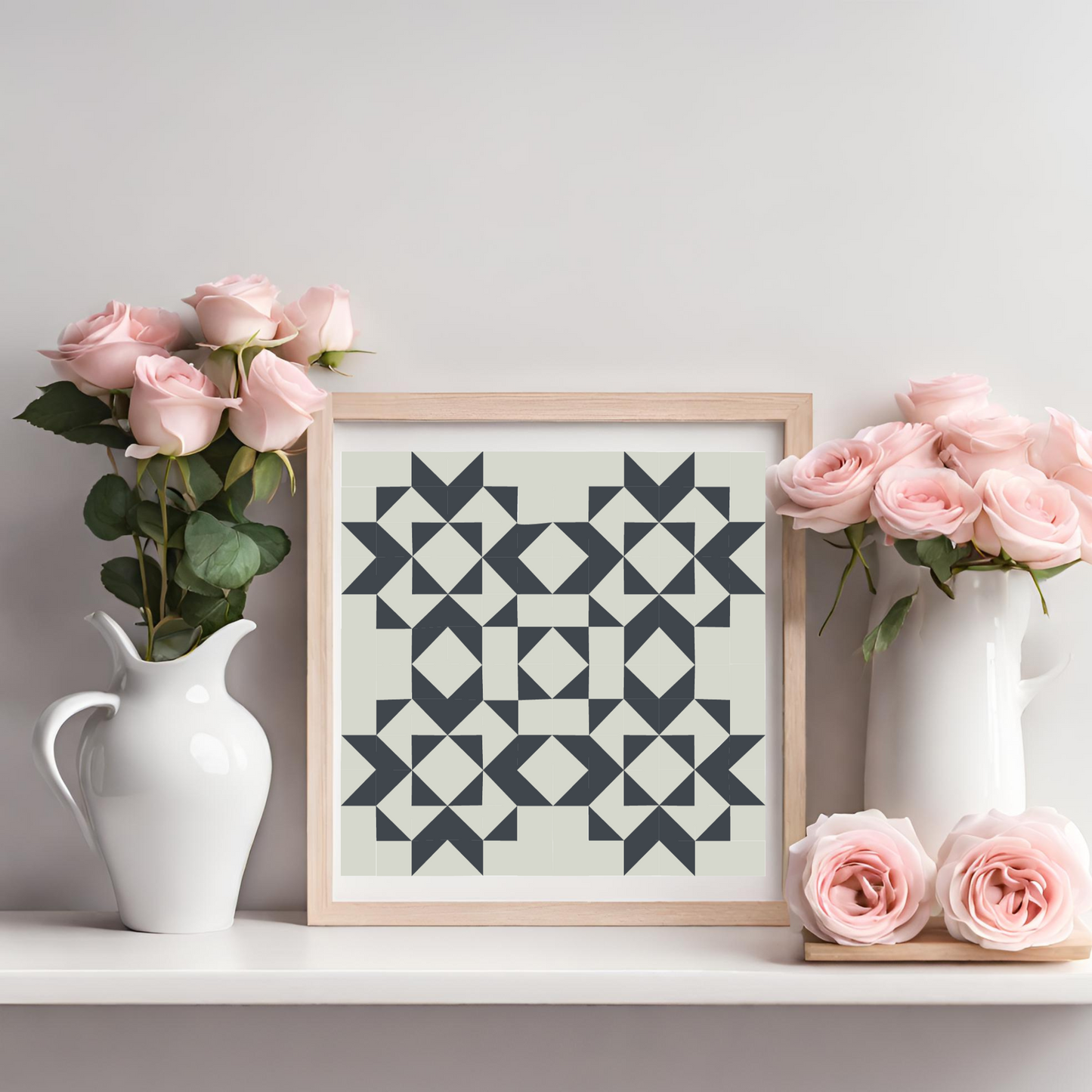 Disappearing Snowflake Quilt Block Barn Quilt - Digital Download, Winter DIY Wall Art Pattern, Holiday Home Decor, Quilting Project, Instant PDF