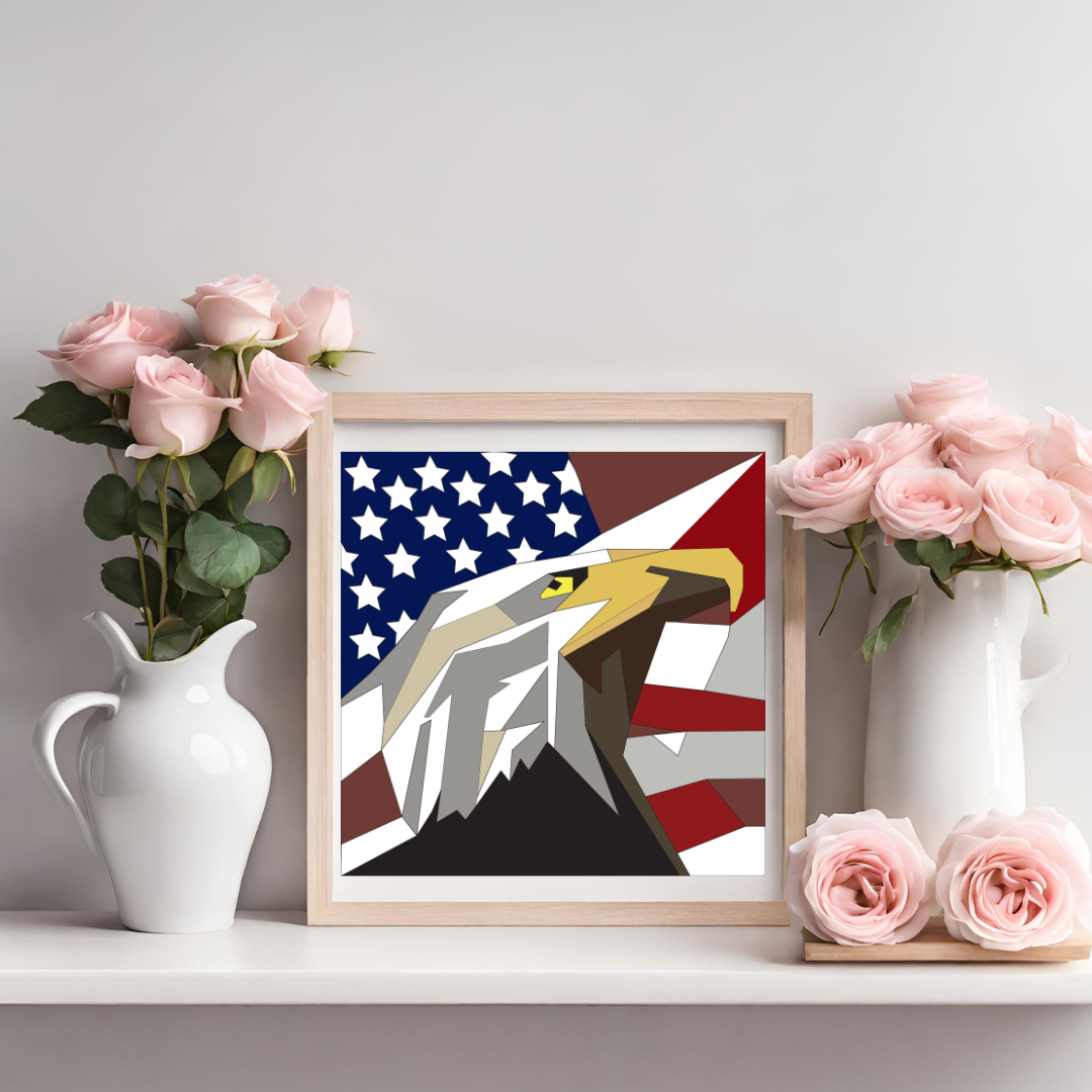 Eagle's Head Quilt Block Pattern - Digital Download PDF in 12x12, 24x24, and 48x48 Sizes for DIY Barn Quilt Decor