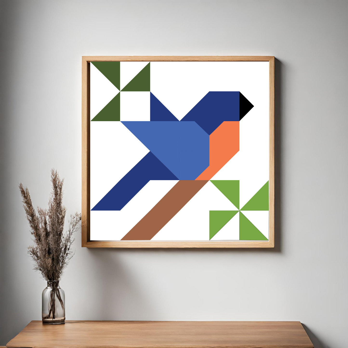Traditional Bluebird Quilt Block Pattern - Digital Download with 12x12, 24x24, and 48x48 Sizes, Barn Quilt DIY PDF Design