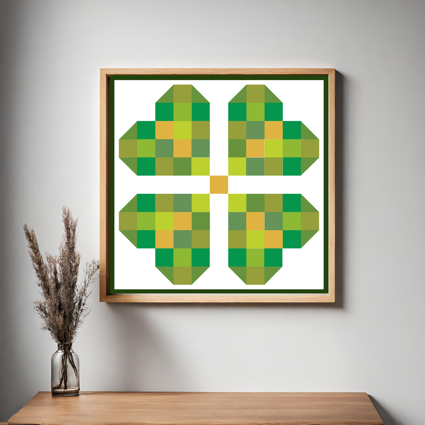 Lucky Shamrock Quilt Block Barn Quilt - Digital Download, St. Patrick's Day DIY Pattern, Irish Decor, Quilting Project, Instant PDF