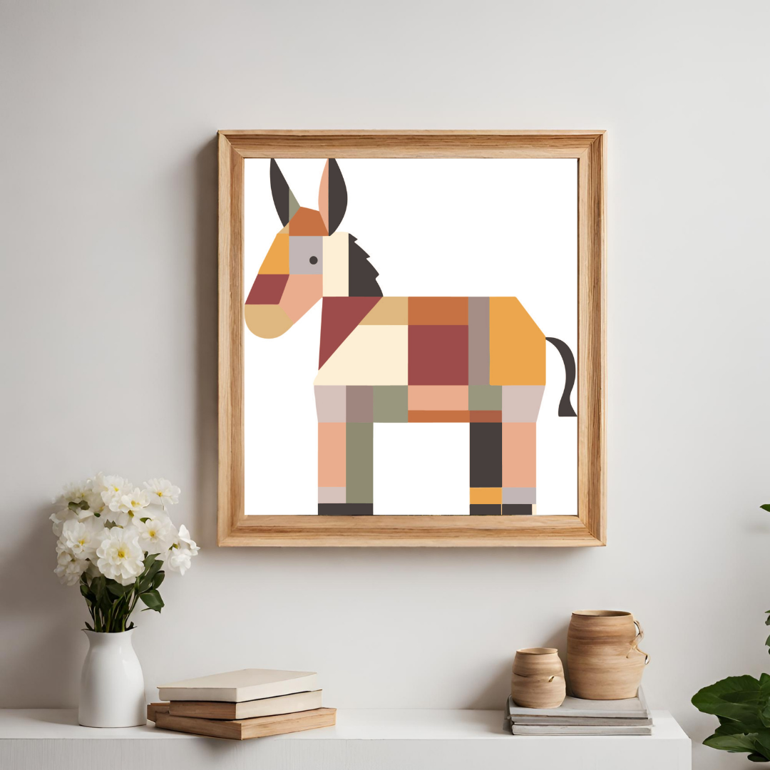 Donkey Quilt Block Barn Quilt - Digital Download, Rustic Farmhouse Decor, DIY Wall Art Pattern, Instant PDF for Barn Quilting Project,