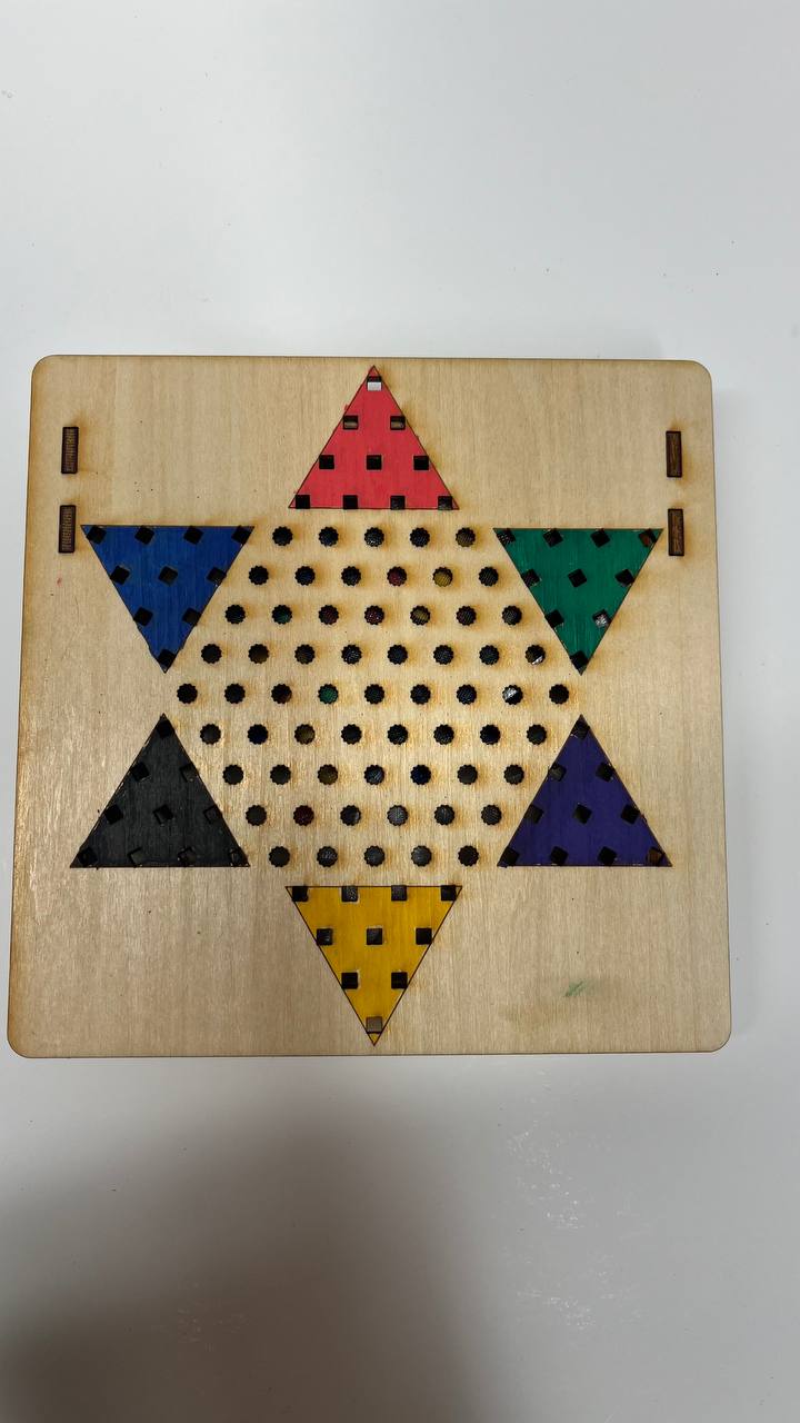 Hand-Painted Wooden Chinese Checkers Game – Foldable Box with Magnet Closure & Organza Bag