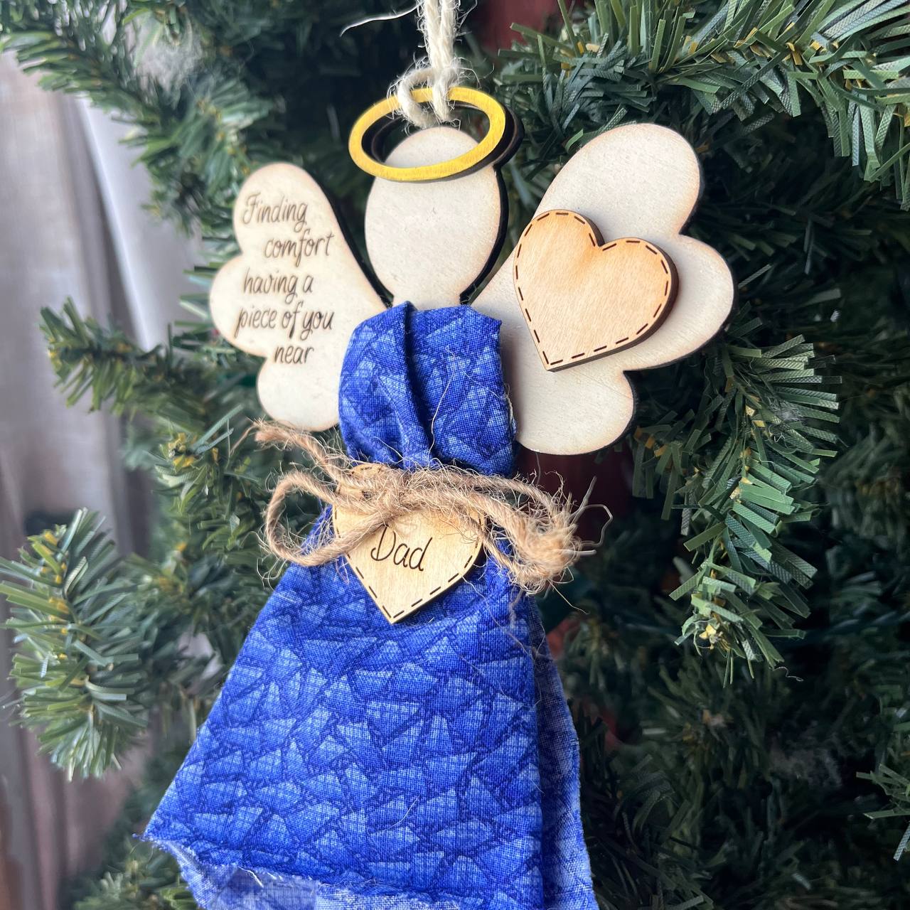 Personalized Memorial Angel Ornament – DIY Clothing Keepsake Ornament for Loss of Loved One | Custom Remembrance Gift with Fabric from Loved One’s Shirt