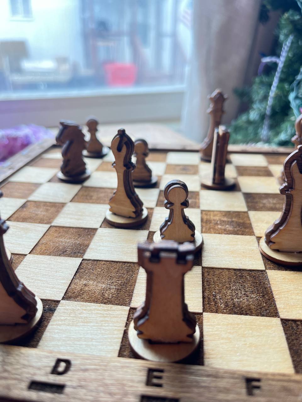 Handcrafted Wooden Chess Set – Portable Board with Storage Drawer & Detailed Pieces (9.5" Square)