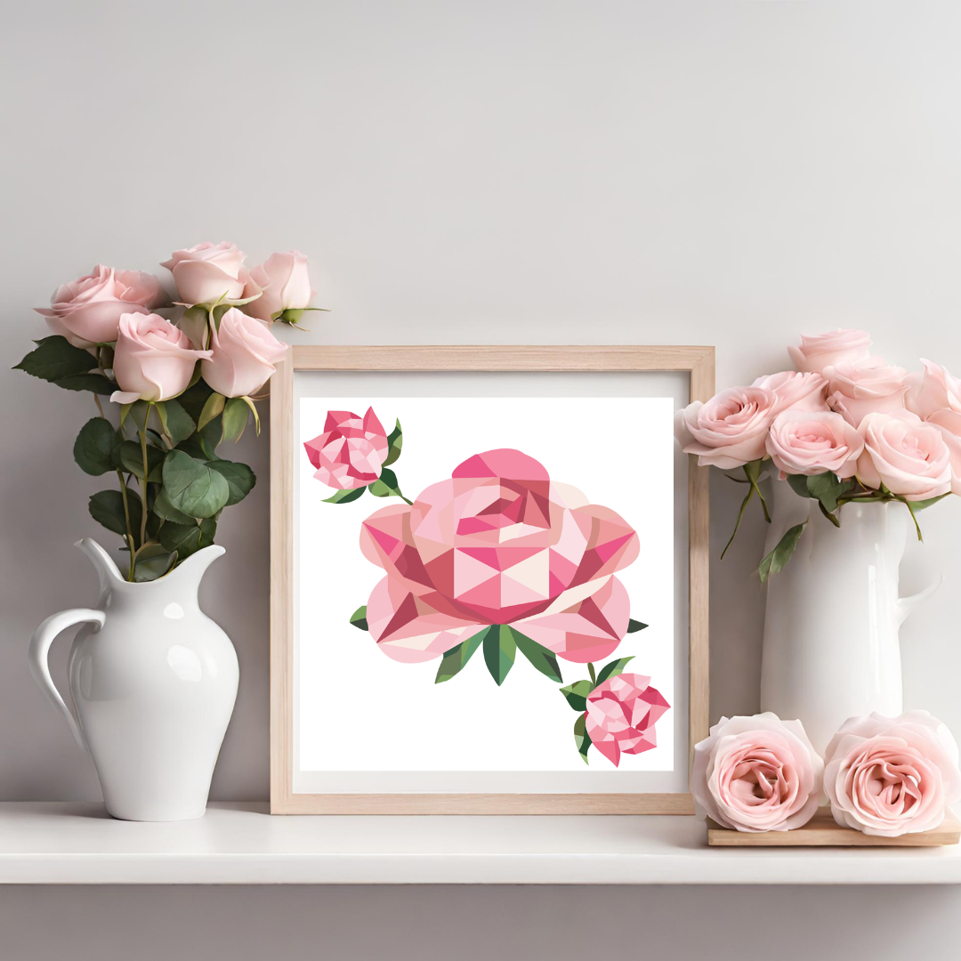 Single Rose Quilt Block Barn Quilt - Digital Download, Floral DIY Wall Art Pattern, Rustic Home Decor, Quilting Project, Instant PDF for Crafting