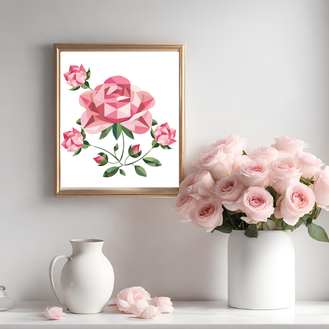 Rose Garden Quilt Block Barn Quilt - Digital Download, Floral DIY Wall Art Pattern, Rustic Home Decor, Quilting Project, Instant PDF for Crafting
